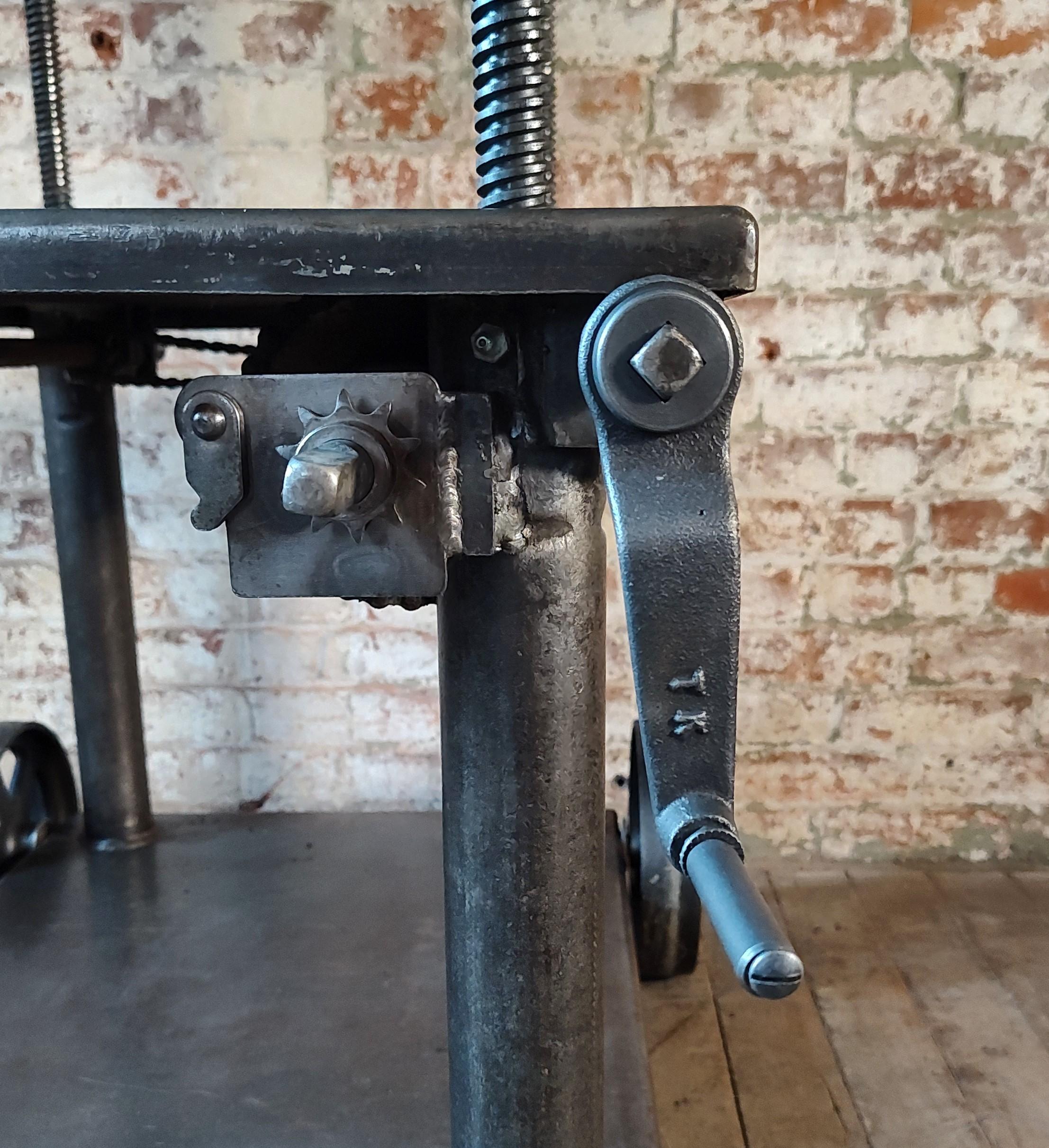 Vintage Industrial Adjustable Rolling Bar Cart 11