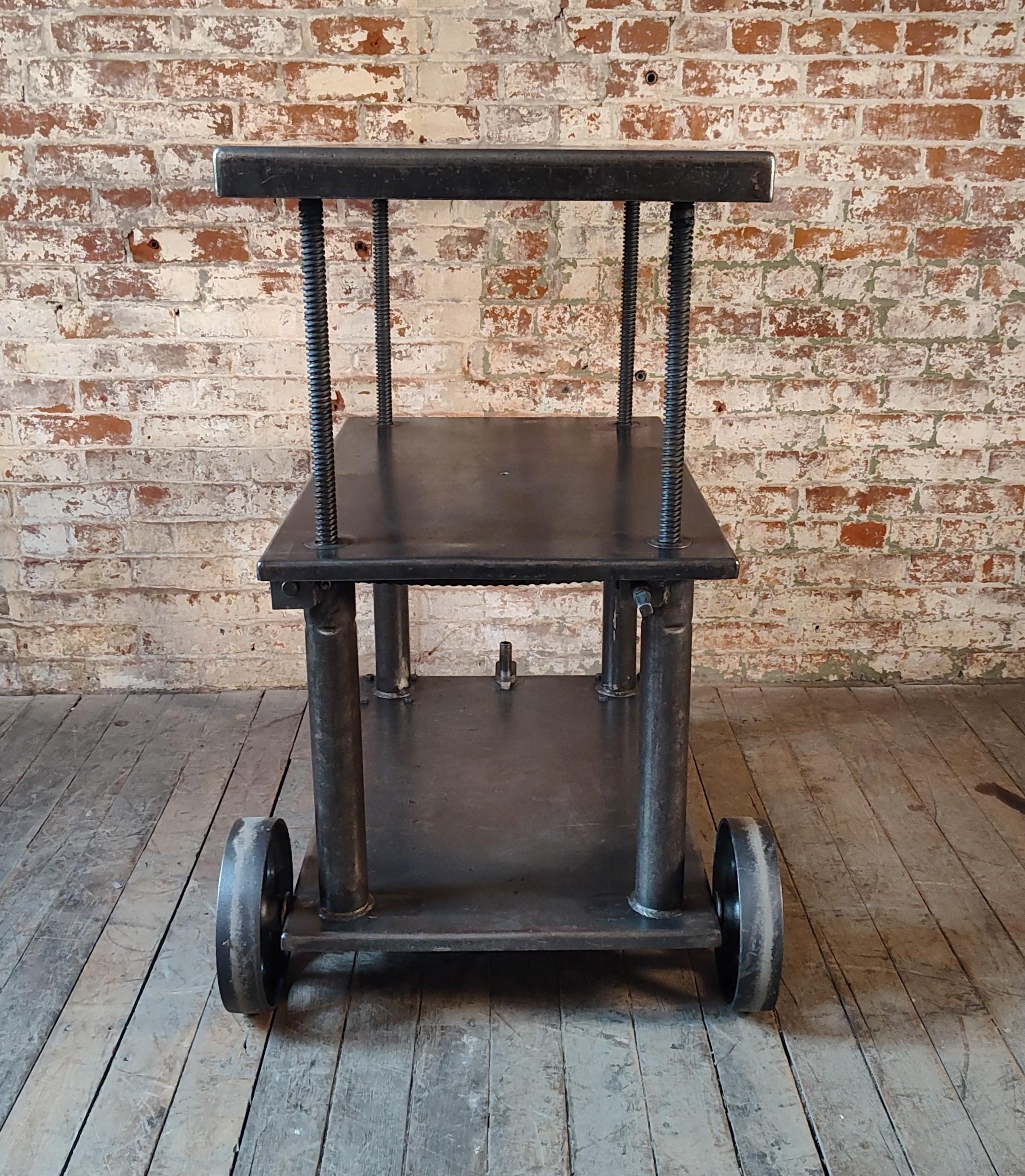 Vintage Industrial Adjustable Rolling Bar Cart 2