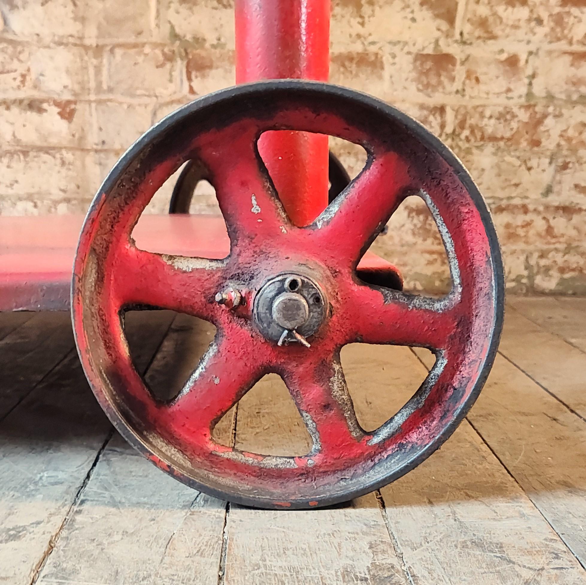 Vintage Industrial Adjustable Steel Rolling Bar Cart 6