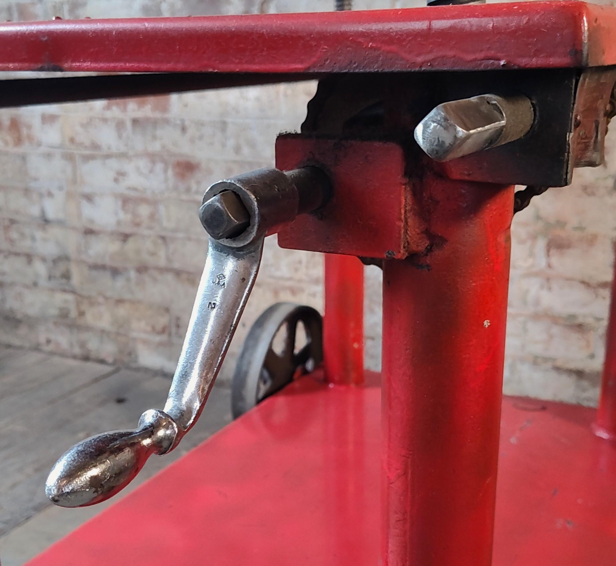 Vintage Industrial Adjustable Steel Rolling Bar Cart 12