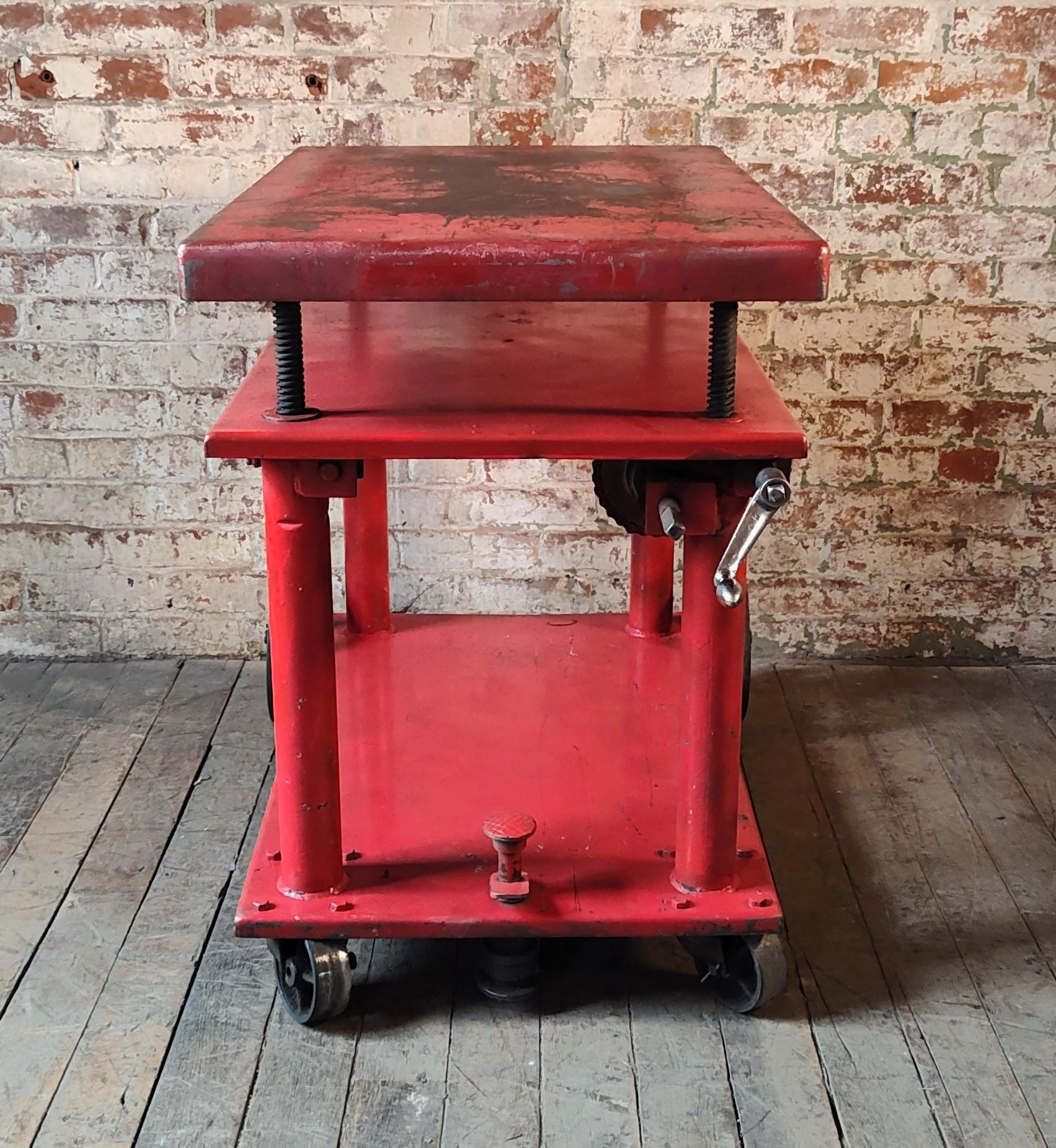 Vintage Industrial Adjustable Steel Rolling Bar Cart 3