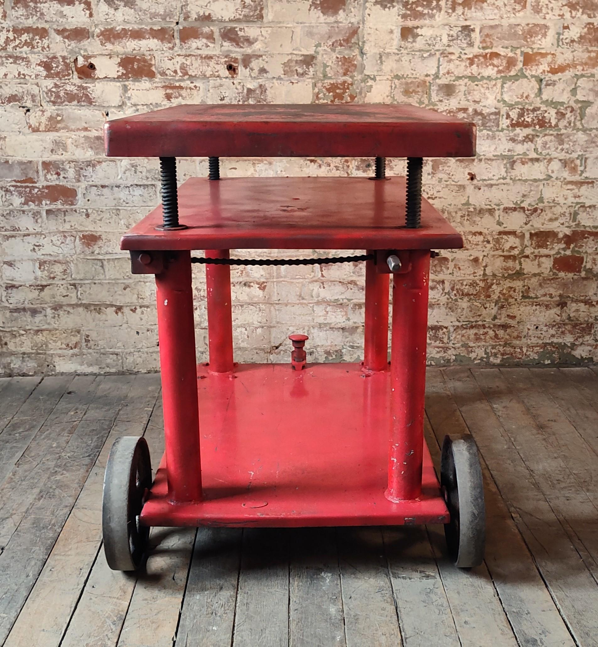 Vintage Industrial Adjustable Steel Rolling Bar Cart 4