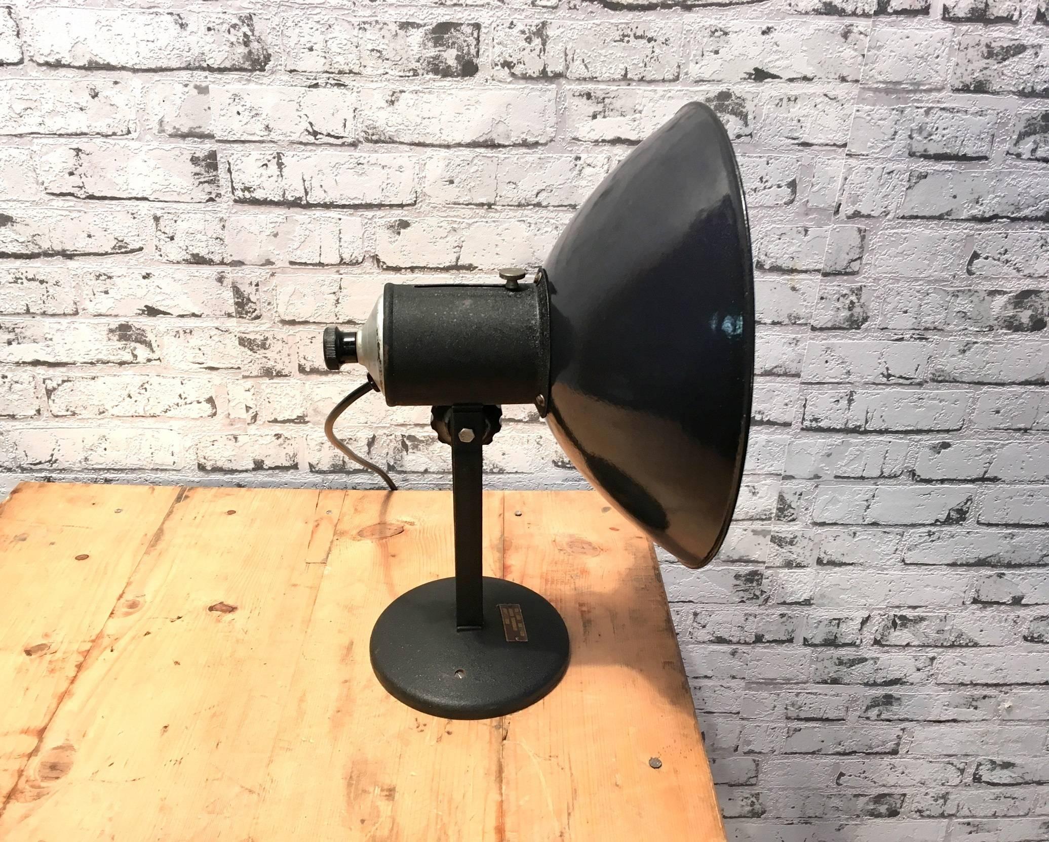 Mid-20th Century Vintage Industrial Black Enamel Table Lamp, 1950s