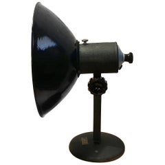 Vintage Industrial Black Enamel Table Lamp, 1950s