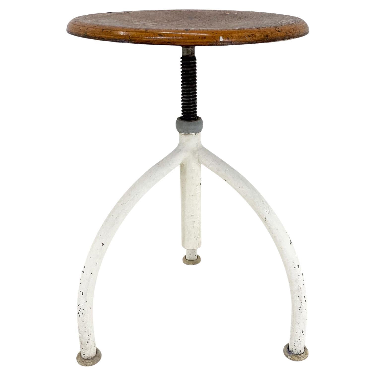 Tabouret tripode industriel réglable vintage, années 1950