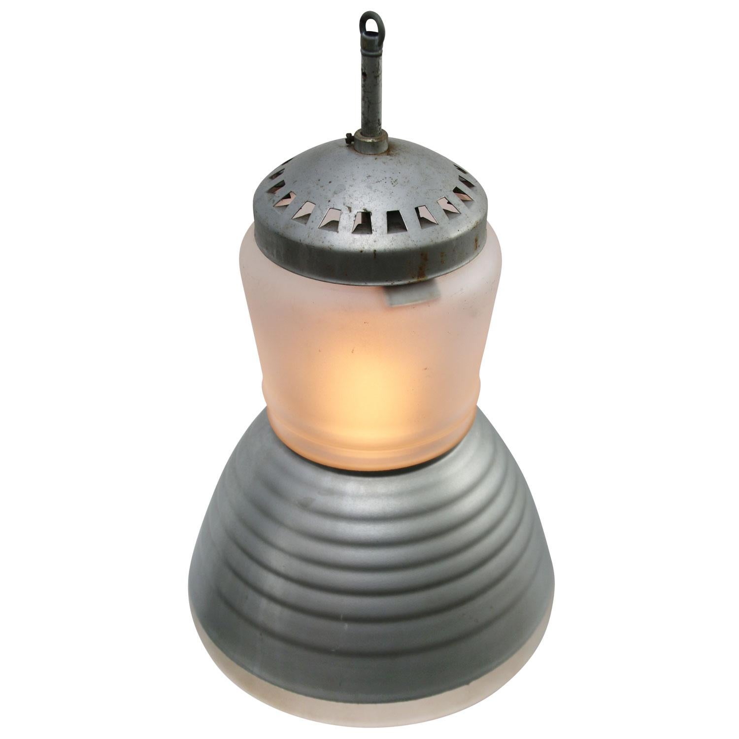 German Vintage Adolf Meyer Frosted Mercury Glass Pendant Lamps for Zeiss Ikon For Sale