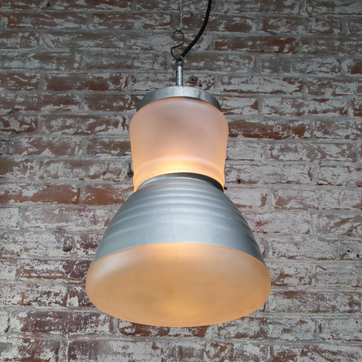 20th Century Vintage Adolf Meyer Frosted Mercury Glass Pendant Lamps for Zeiss Ikon For Sale