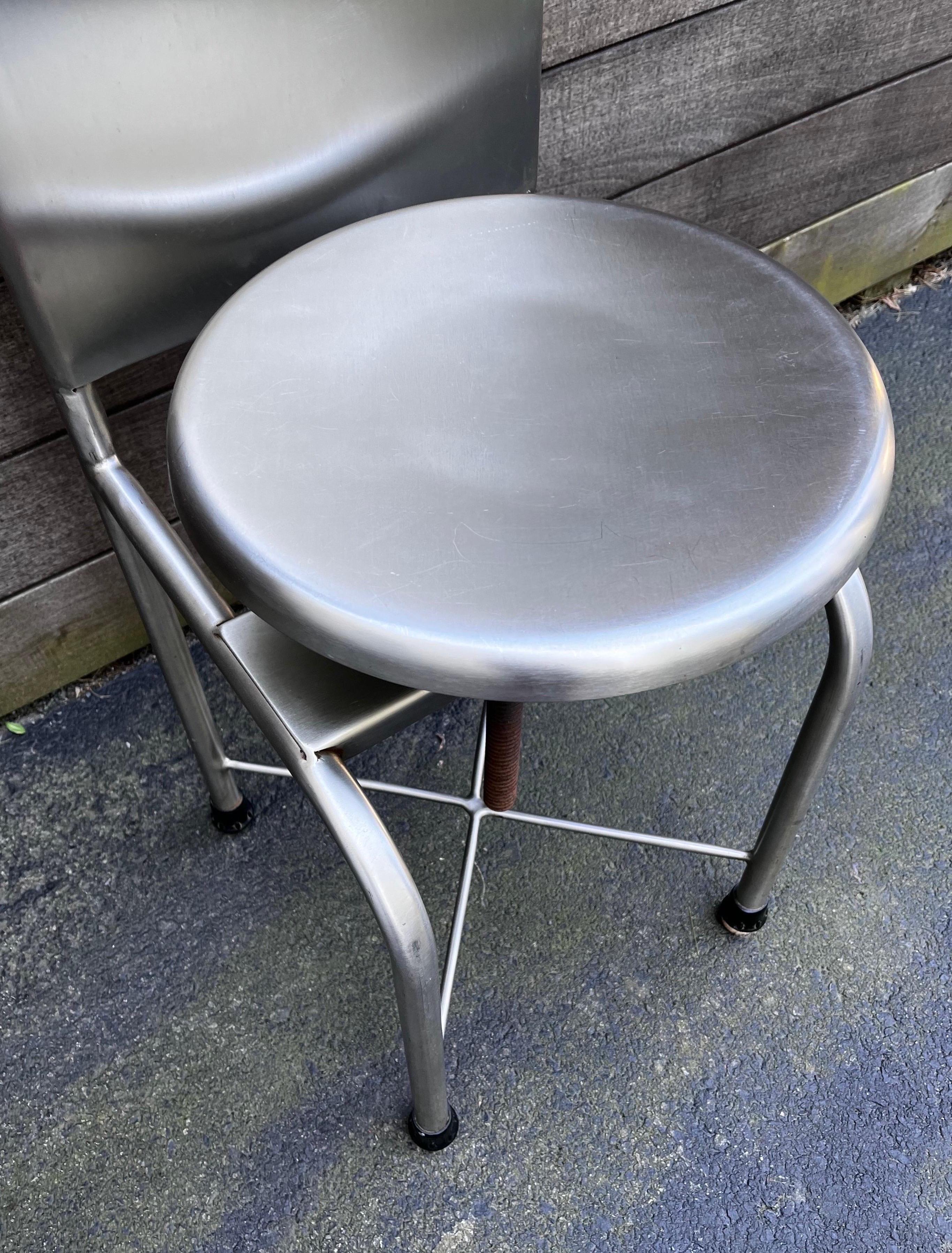 Late 20th Century Vintage Industrial Age High Back Swivel Medical Chair For Sale