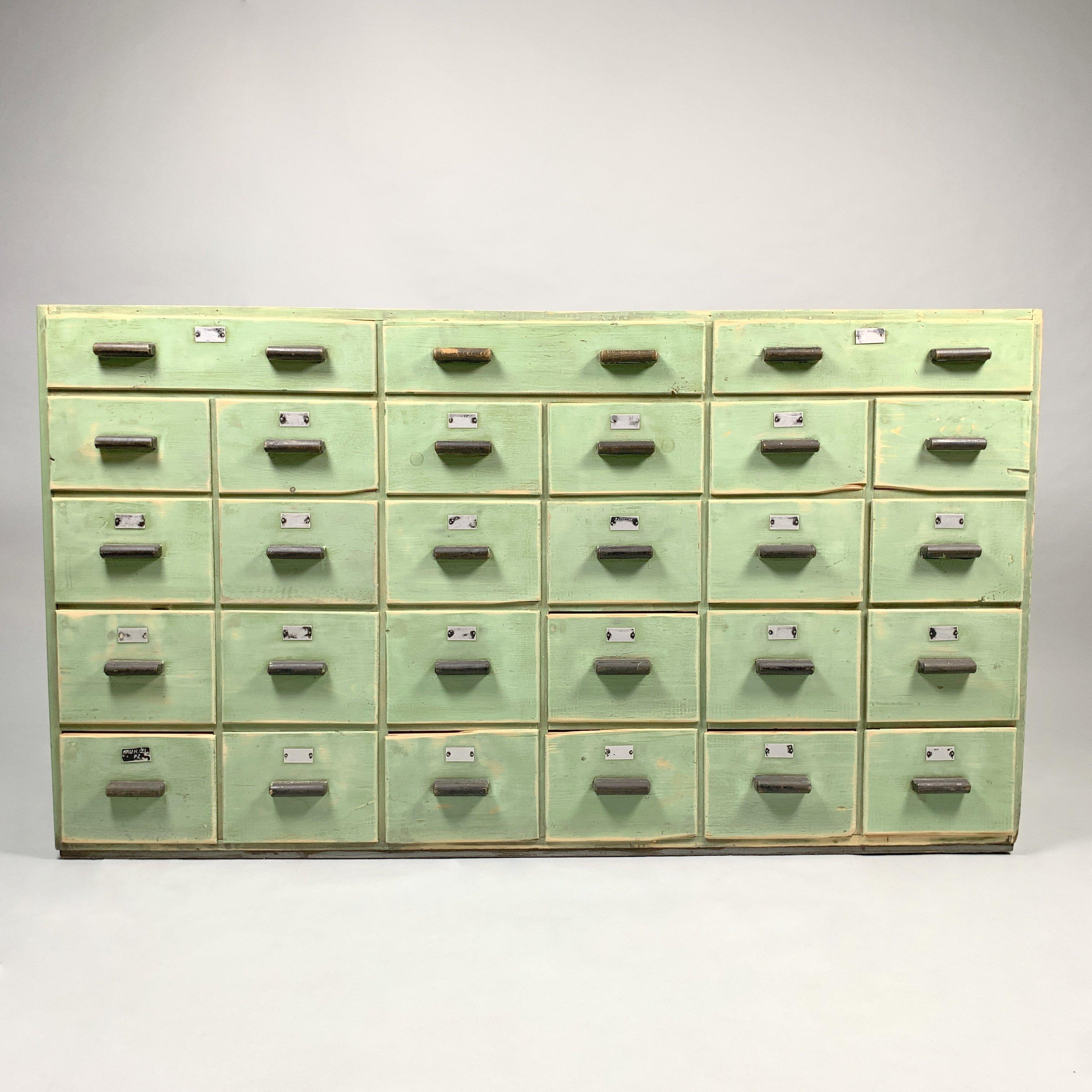 Vintage Industrial All-Wood Filling Cabinet, 1920s 1