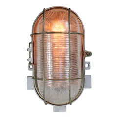 Industrielle Vintage-Wandleuchte aus gestreiftem Aluminium mit Streifenglas von RZB, Deutschland
