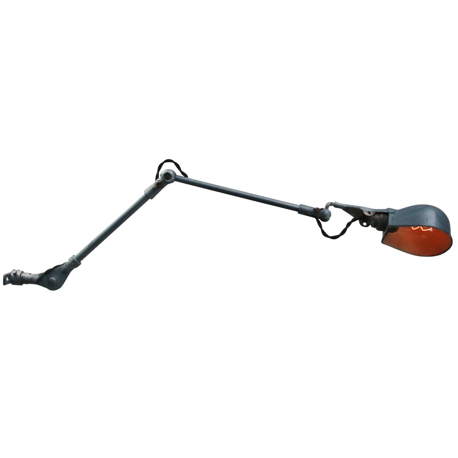 Industrial work light with blue metal shade.
Including plug and switch

Weight: 1.10 kg / 2.4 lb

Priced per individual item. All lamps have been made suitable by international standards for incandescent light bulbs, energy-efficient and LED bulbs.