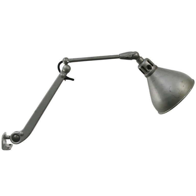 Vintage Industrial American Grey Metal Wall Lamps Scones by Dazor USA ...