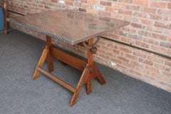 Industrieller Anco Bilt-Handwerkstisch aus Gusseisen, Gusseisen und Eiche mit Stahloberfläche, Vintage