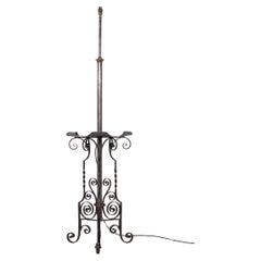 Vintage Industrial Antike Schmiedeeisen Stehlampe, circa 1920