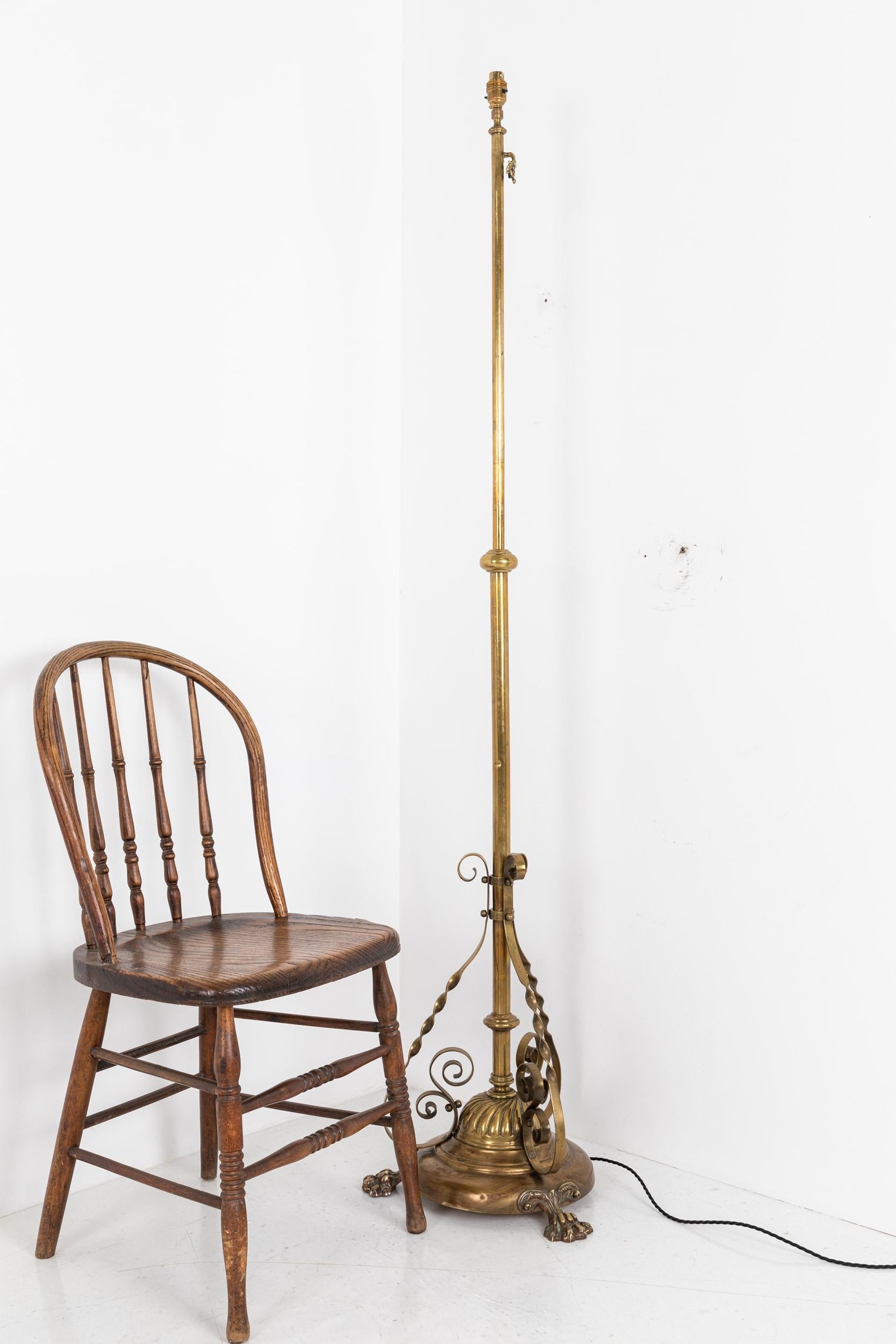 Vintage Industrial Antique Brass F&C Osler Standard Floor Lamp, circa 1920 For Sale 5