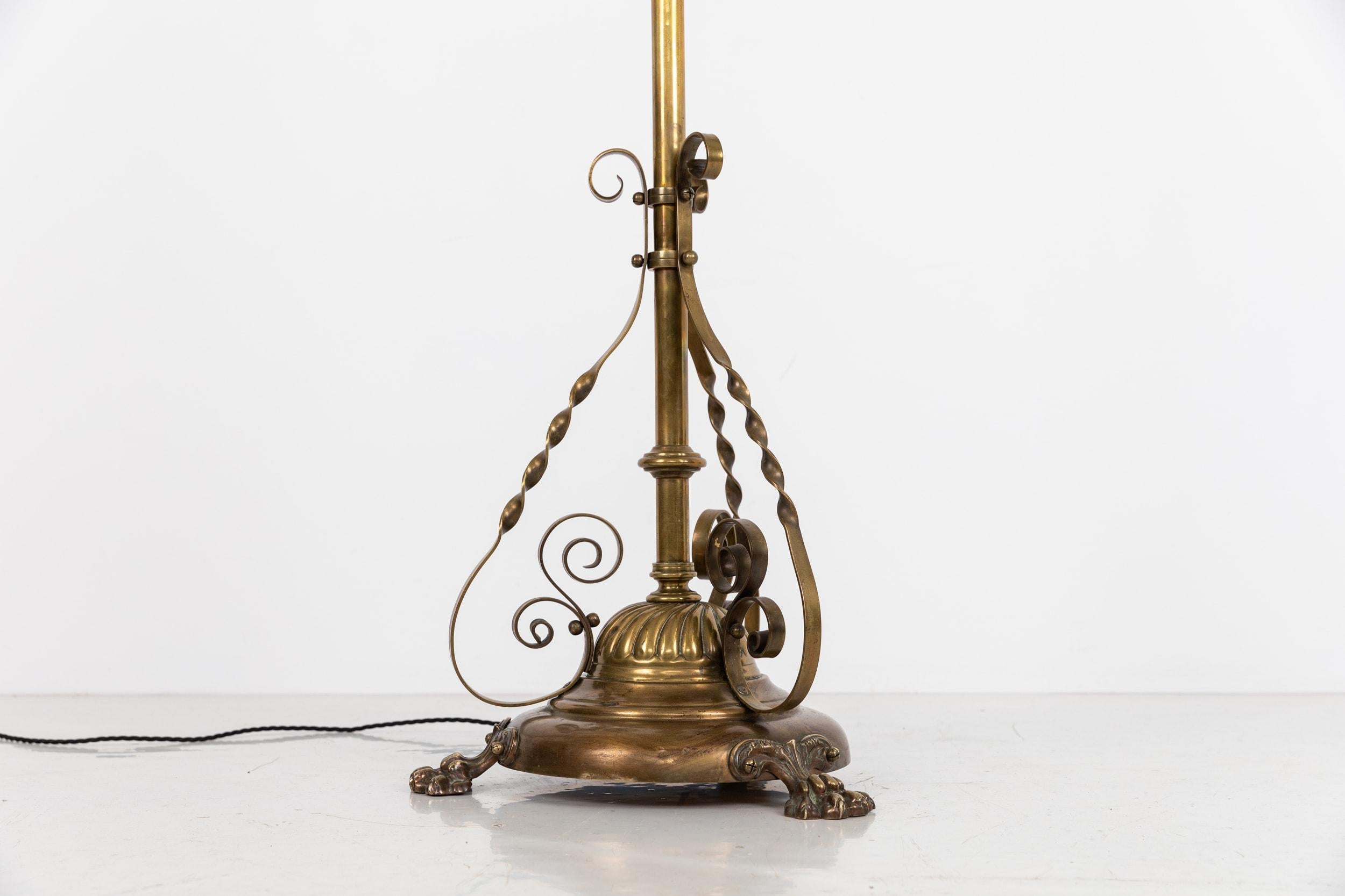 An incredibly elegant standard lamp made in England by F&C Osler. c.1920.

Faintly stamped to the underside of the base with 'F&C' - alluding to the makers as they were known from 1906. The lamp is very heavy and of high quality, featuring an