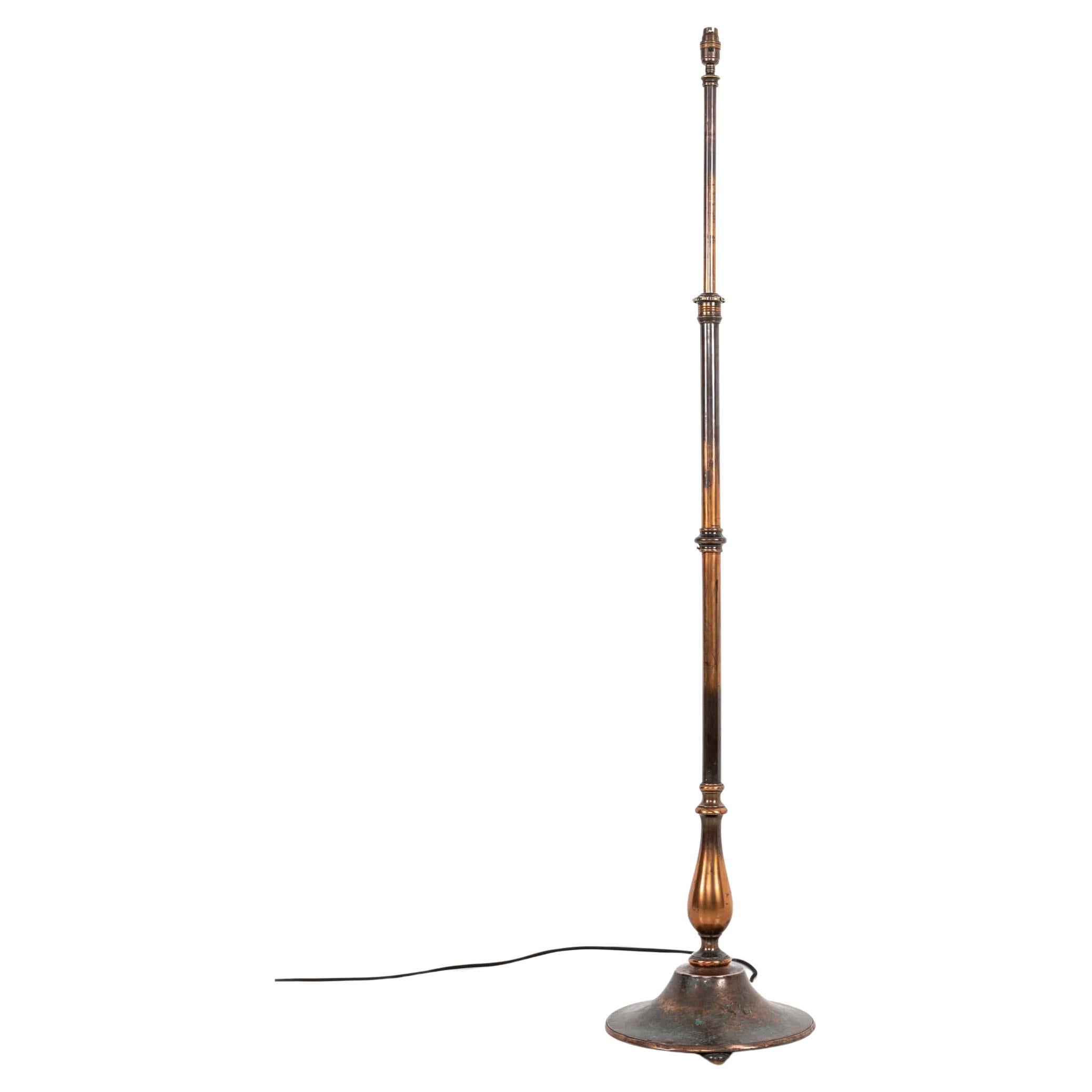 Vintage Industrial Antique Copper Standard Floor Lamp, c.1920