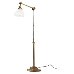 Vintage Industrial Antique Dugdills Floor Standing Adjustable Brass Lamp, C.1920