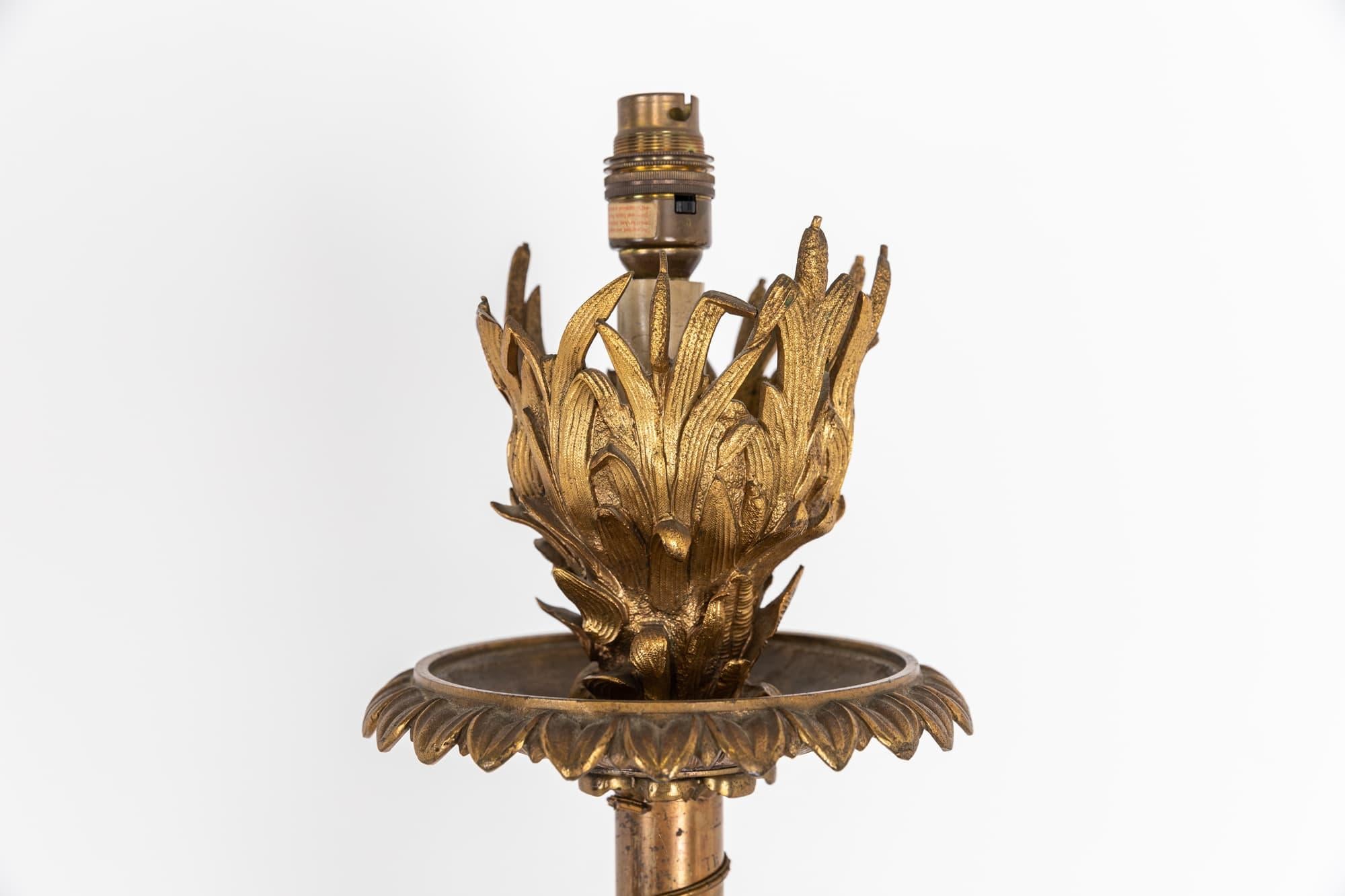 Vintage Industrial Antique French Cast Brass Standard Floor Lamp, circa 1920 1
