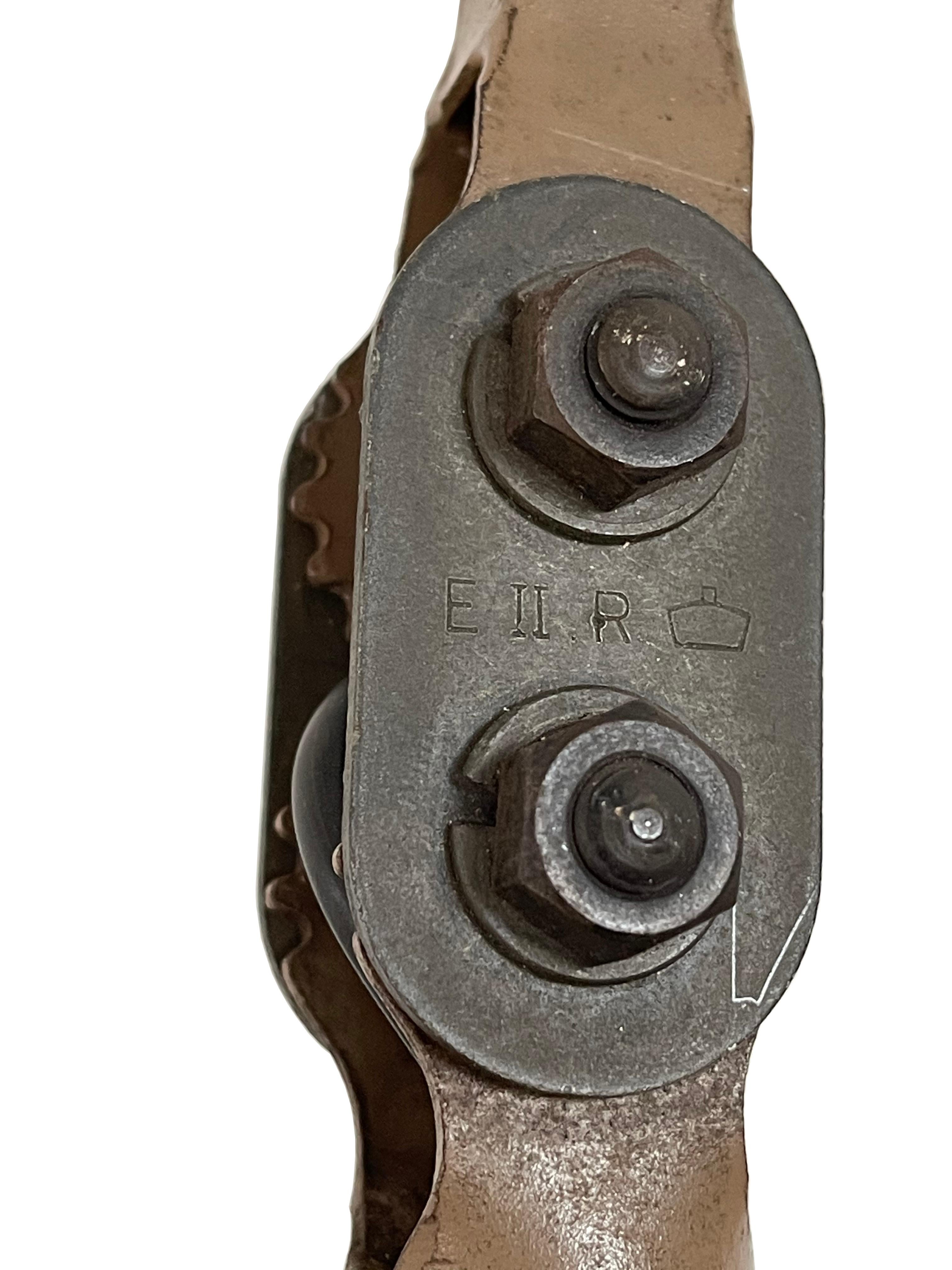 - A beautiful pair of original work lights by British manufacturer 'Mek Elek', English circa 1940. 
- Two fantastic examples in the scarce taupe colourway, both stamped to the joints with the 'EIIR' cypher which stands for 'Elizabeth II Regina'