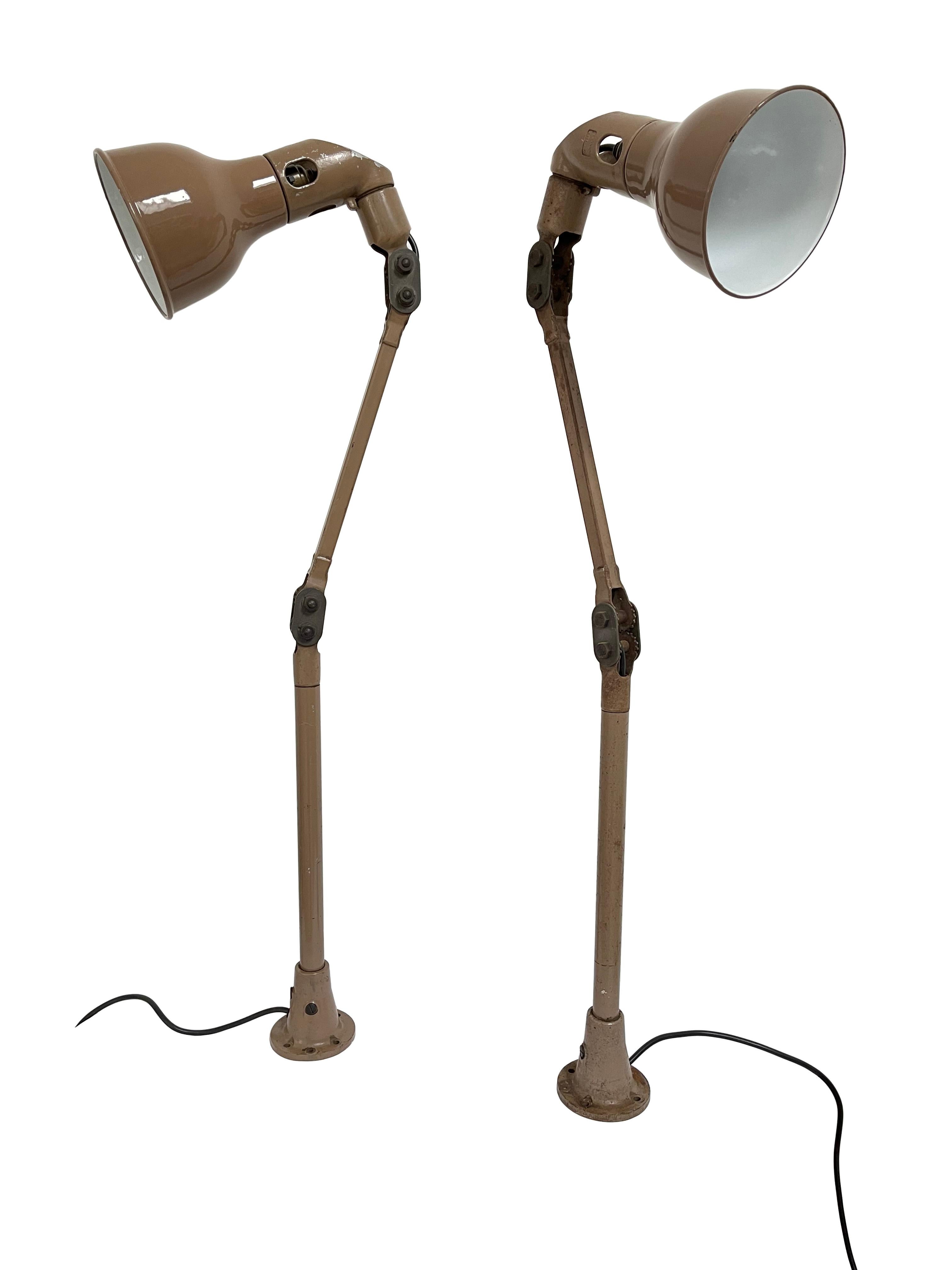 British Vintage Industrial Antique Mek Elek Factory Wall Bedside Table Floor Light Lamp