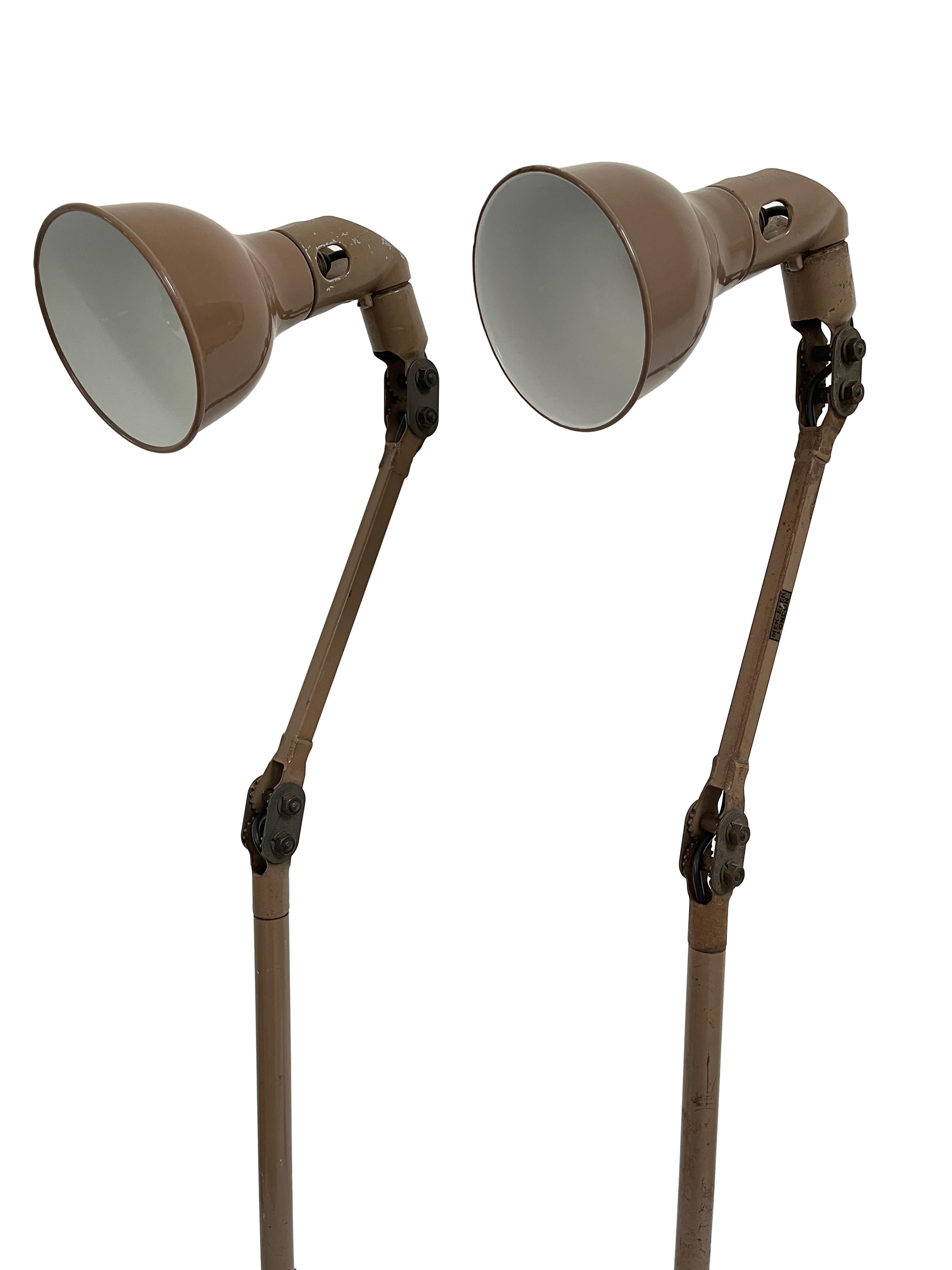 20th Century Vintage Industrial Antique Mek Elek Factory Wall Bedside Table Floor Light Lamp