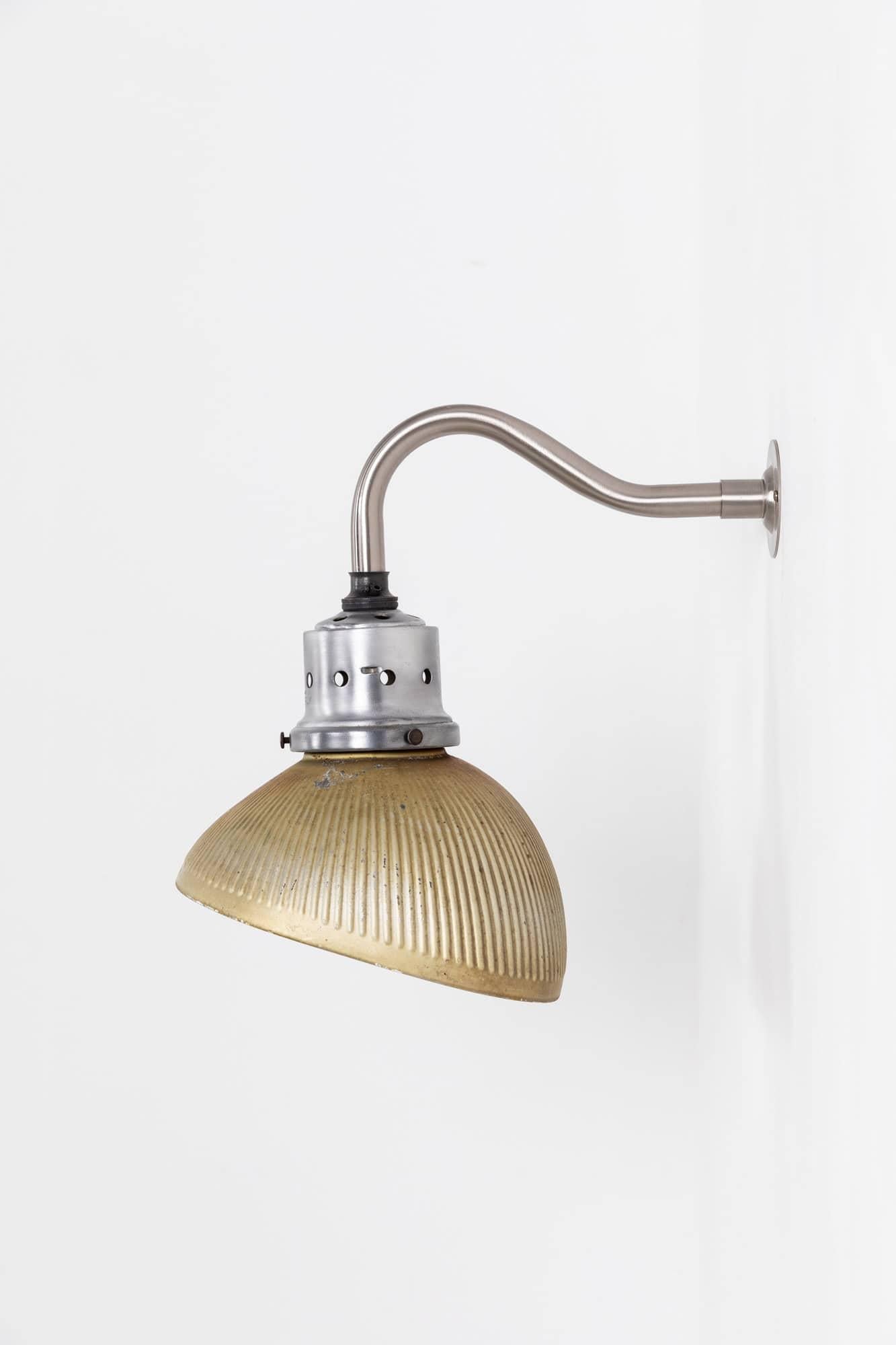 Vintage Industrial Antique MORCO Mirrored Glass Wall Lights c.1940 In Fair Condition For Sale In London, GB