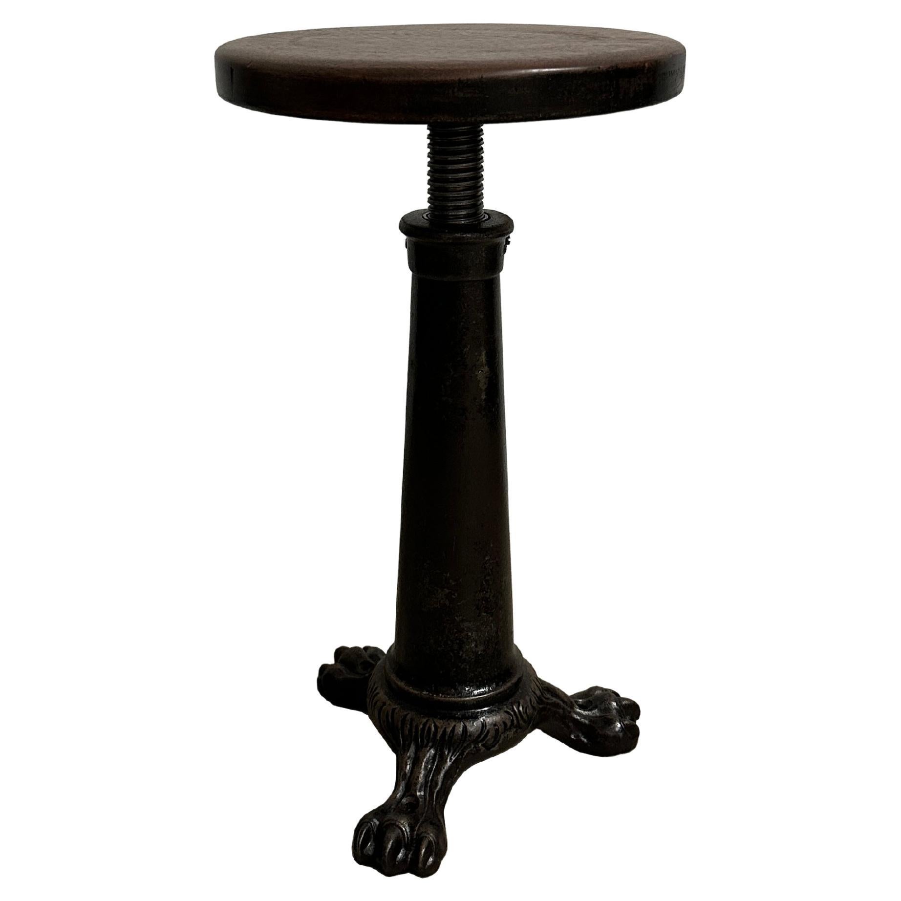 Vintage Industrial Antique Victorian Claw Foot Cast Iron Singer Sewing Stool  For Sale