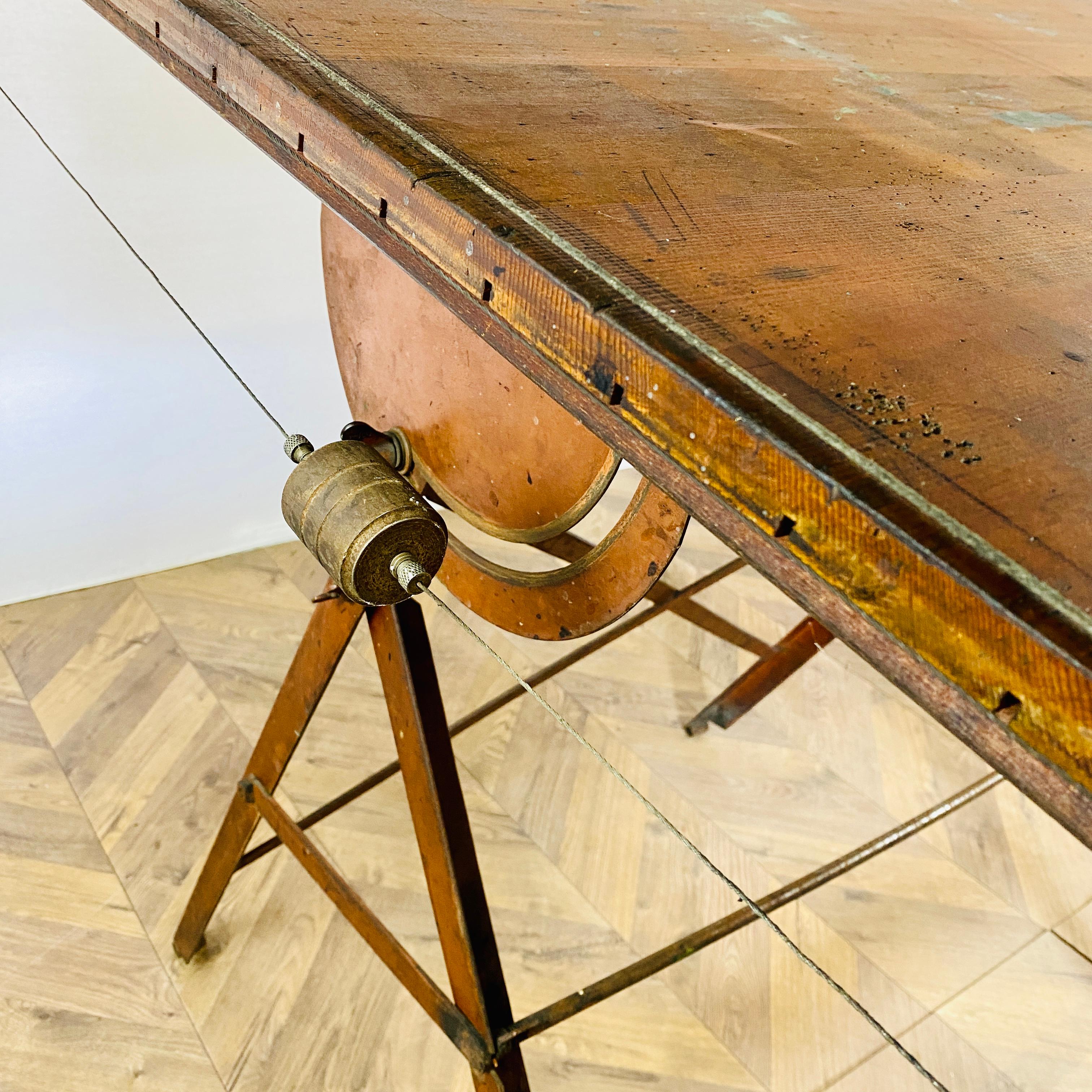 Vintage Industrial Architect or Draughtsman's Adjustable Drawing Table, 1950s 4