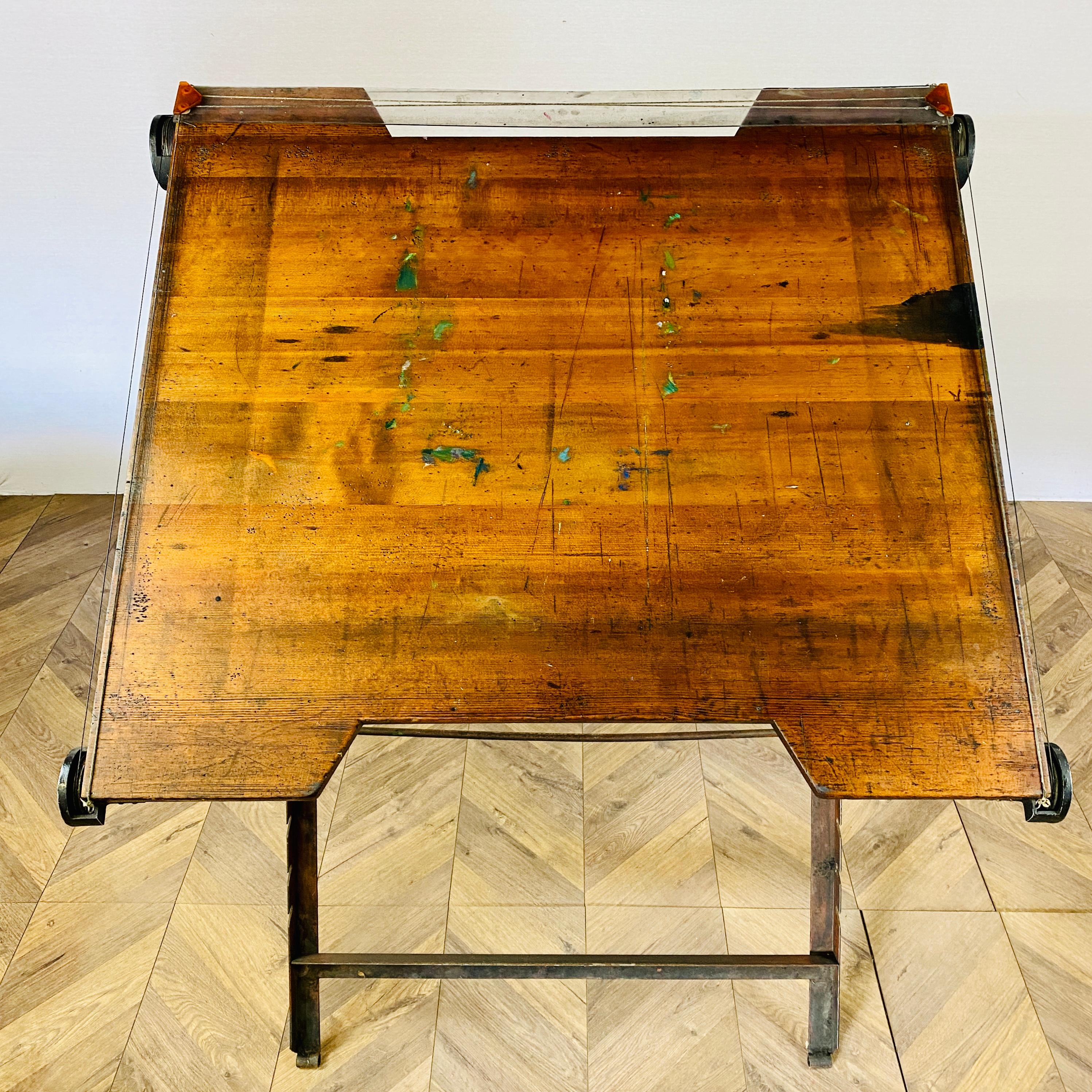 Vintage Industrial Architect or Draughtsman's Adjustable Drawing Table, 1950s 6