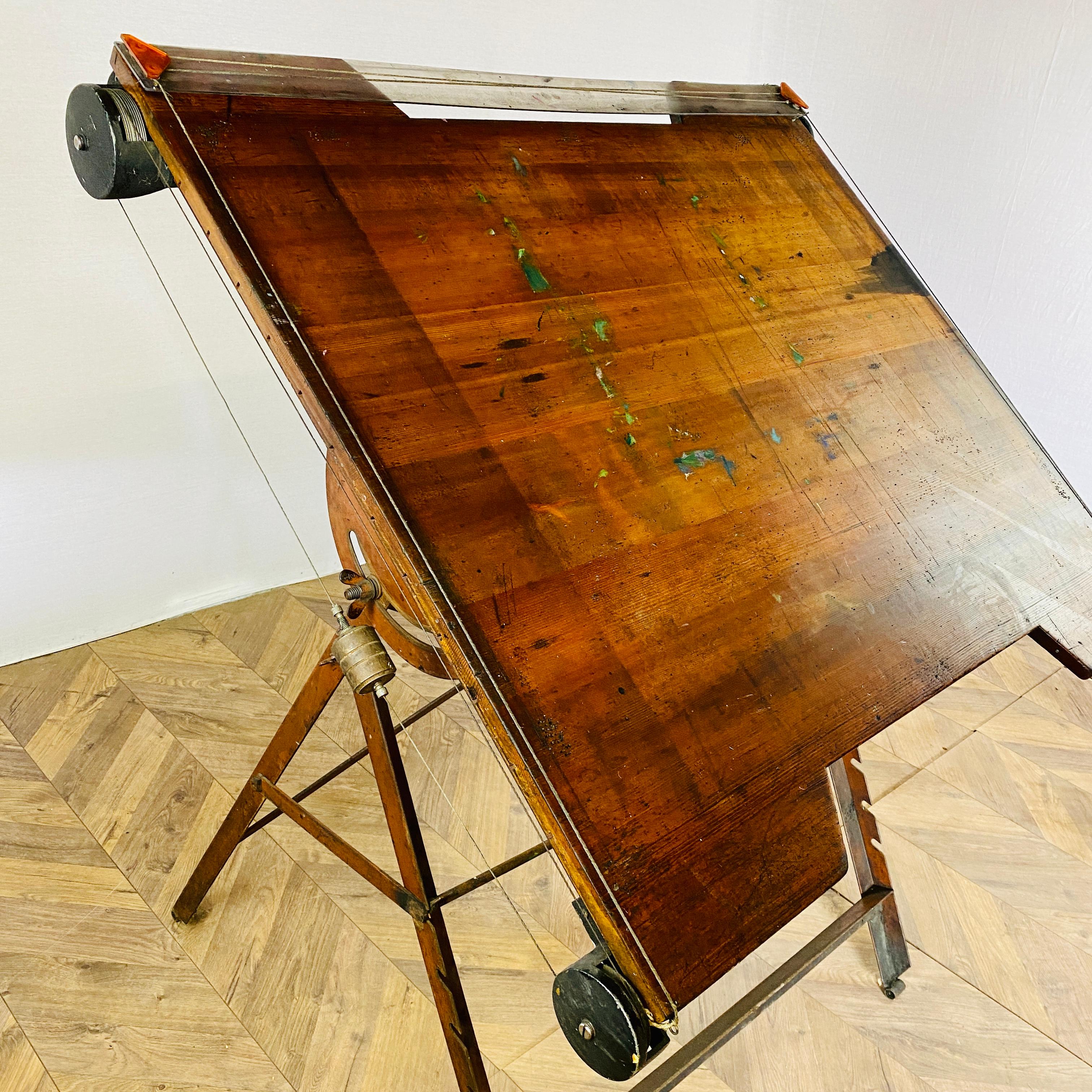 Vintage Industrial Architect or Draughtsman's Adjustable Drawing Table, 1950s 7