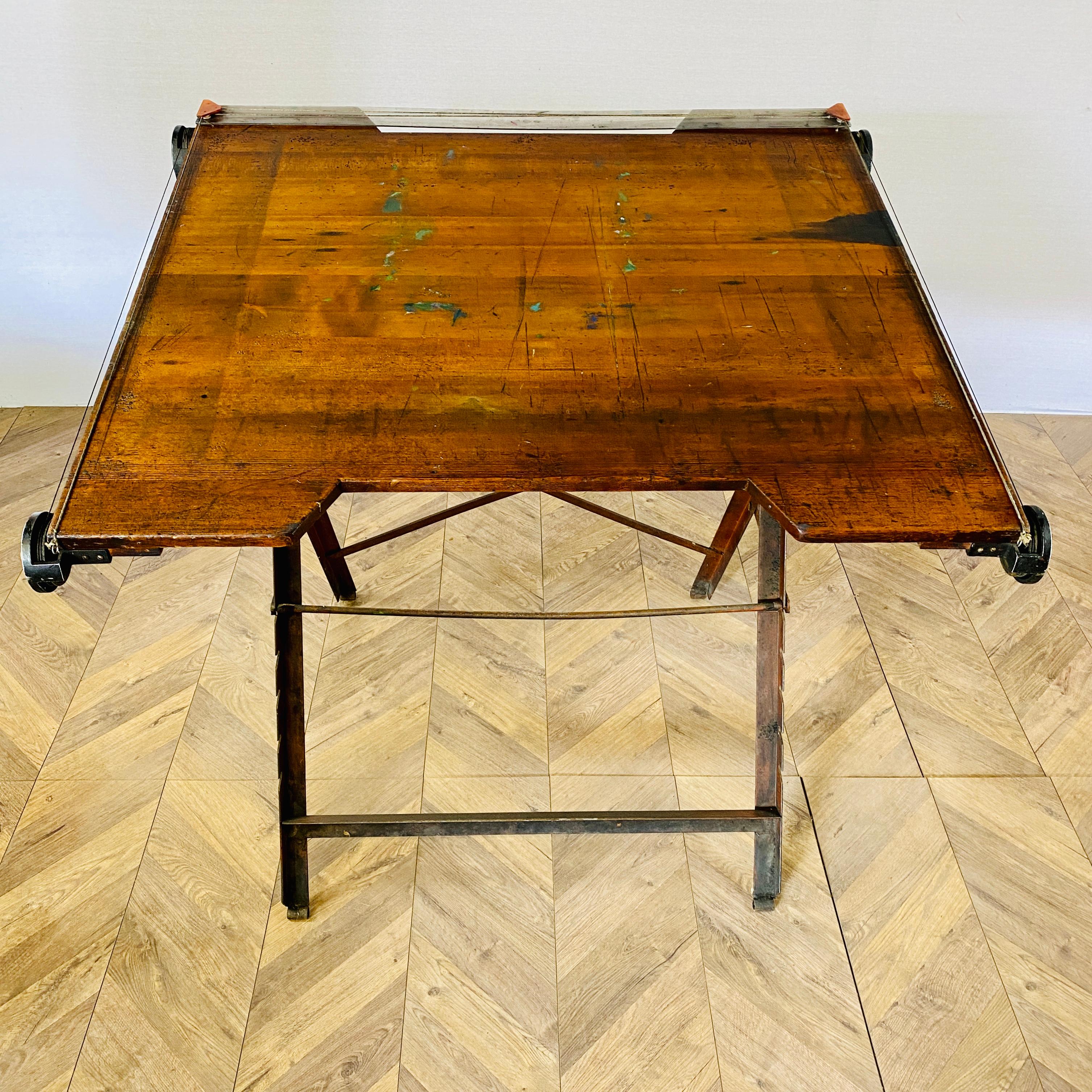 Vintage Industrial Architect or Draughtsman's Adjustable Drawing Table, 1950s 8