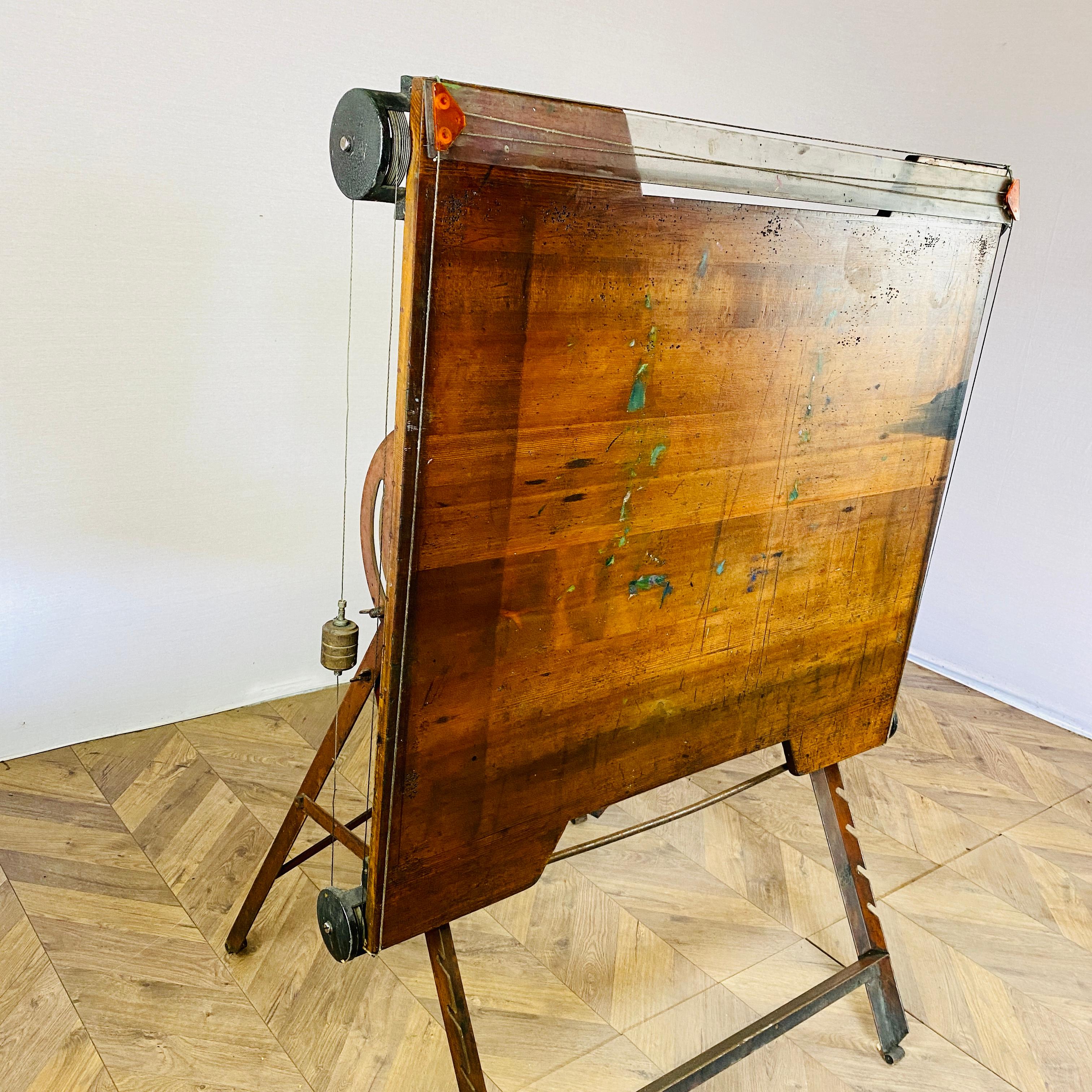 Vintage Industrial Architect or Draughtsman's Adjustable Drawing Table, 1950s 10