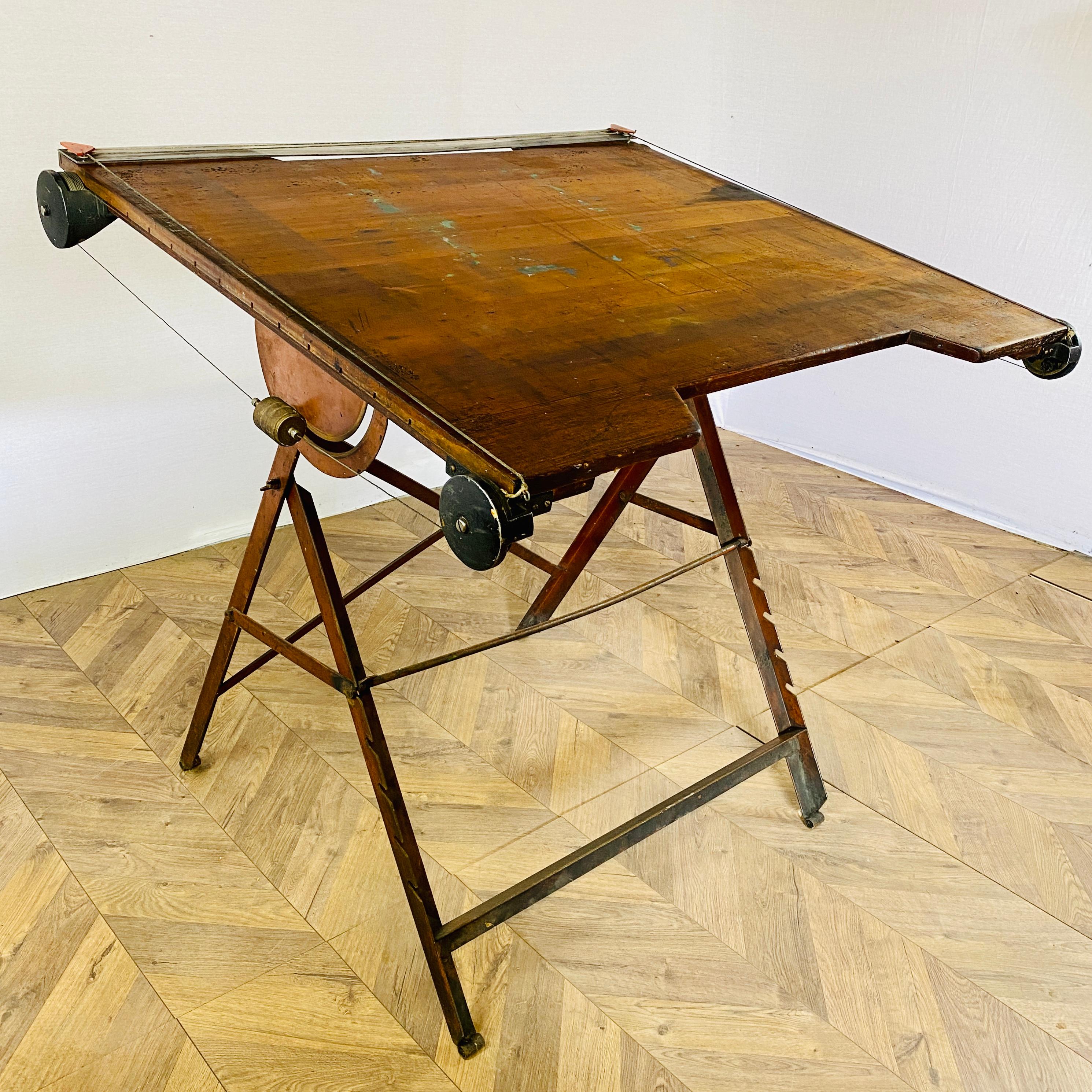 Vintage Industrial Architect or Draughtsman's Adjustable Drawing Table, 1950s 2