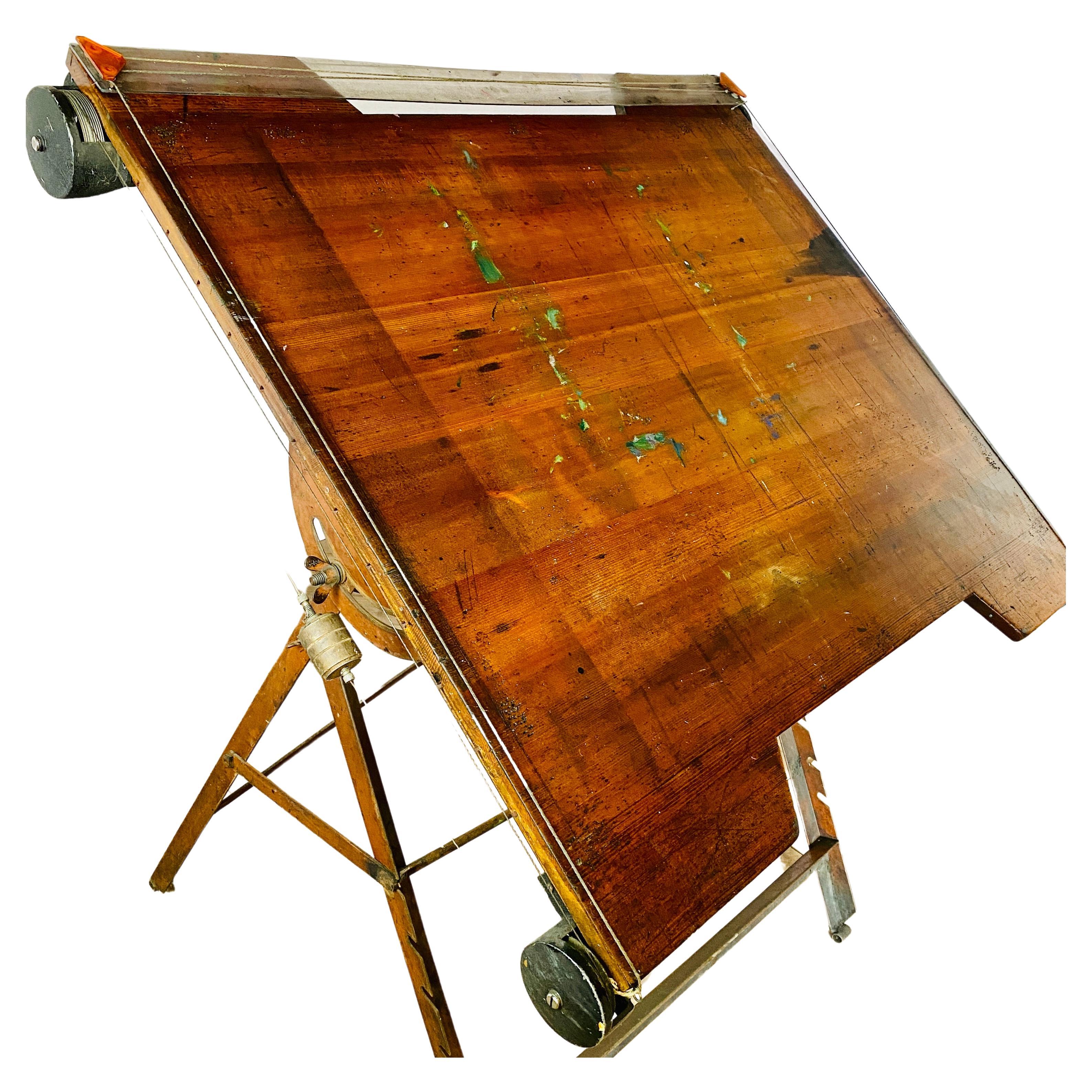 Vintage Industrial Architect or Draughtsman's Adjustable Drawing Table, 1950s