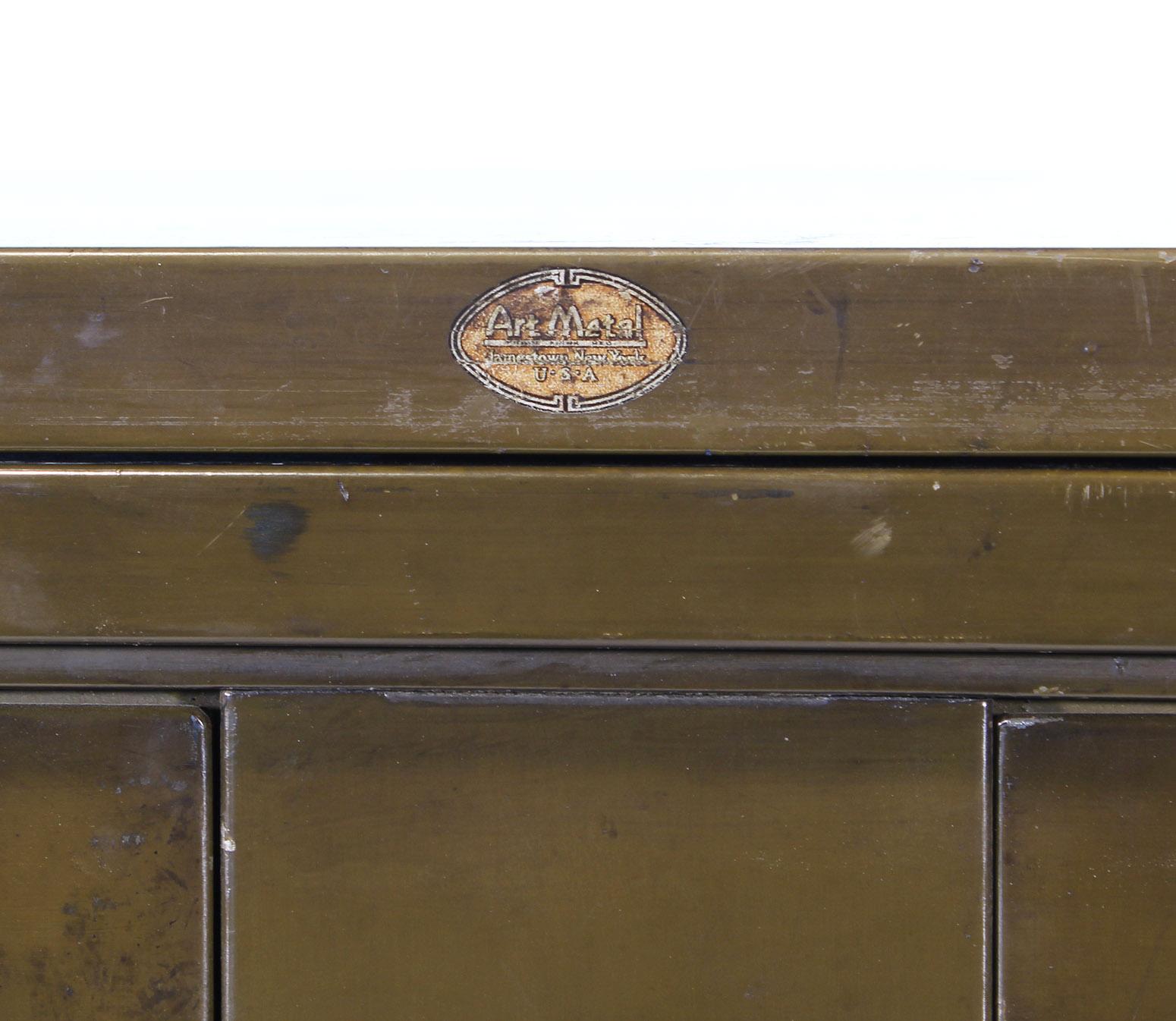 Vintage Industrial Army Green Art-Metal Combination Flat File and Filing Cabinet 7