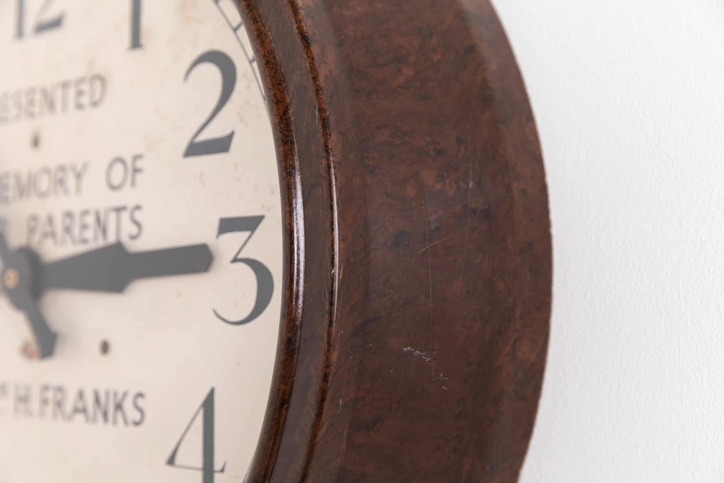 Pressed Vintage Industrial Art Deco Bakelite Smiths Sectric Electric Wall Clock, C.1940