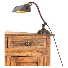 Vintage Industrial Art Deco Brass Metal Desk Table Lamp. c.1930
