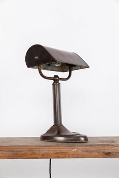 Vintage Industrial Art Deco Copper Metal Desk Table Lamp. c.1930