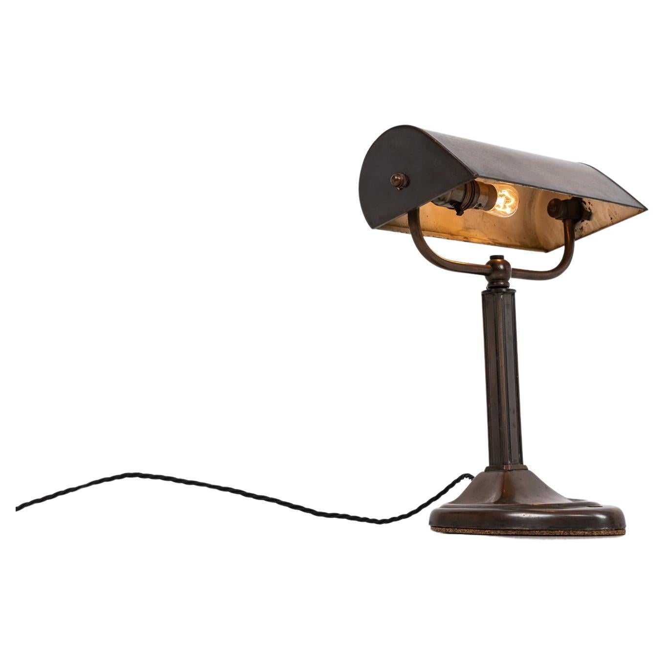 Vintage Industrial Art Deco Copper Metal Desk Table Lamp. c.1930 For Sale