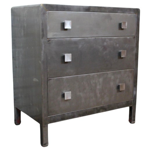 Simmons Sheraton Series Brushed Steel Dresser with Mirror at 1stDibs antique metal dresser