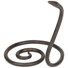Vintage Industrial Art Iron Coiled Snake Desk Weight, 20th Century