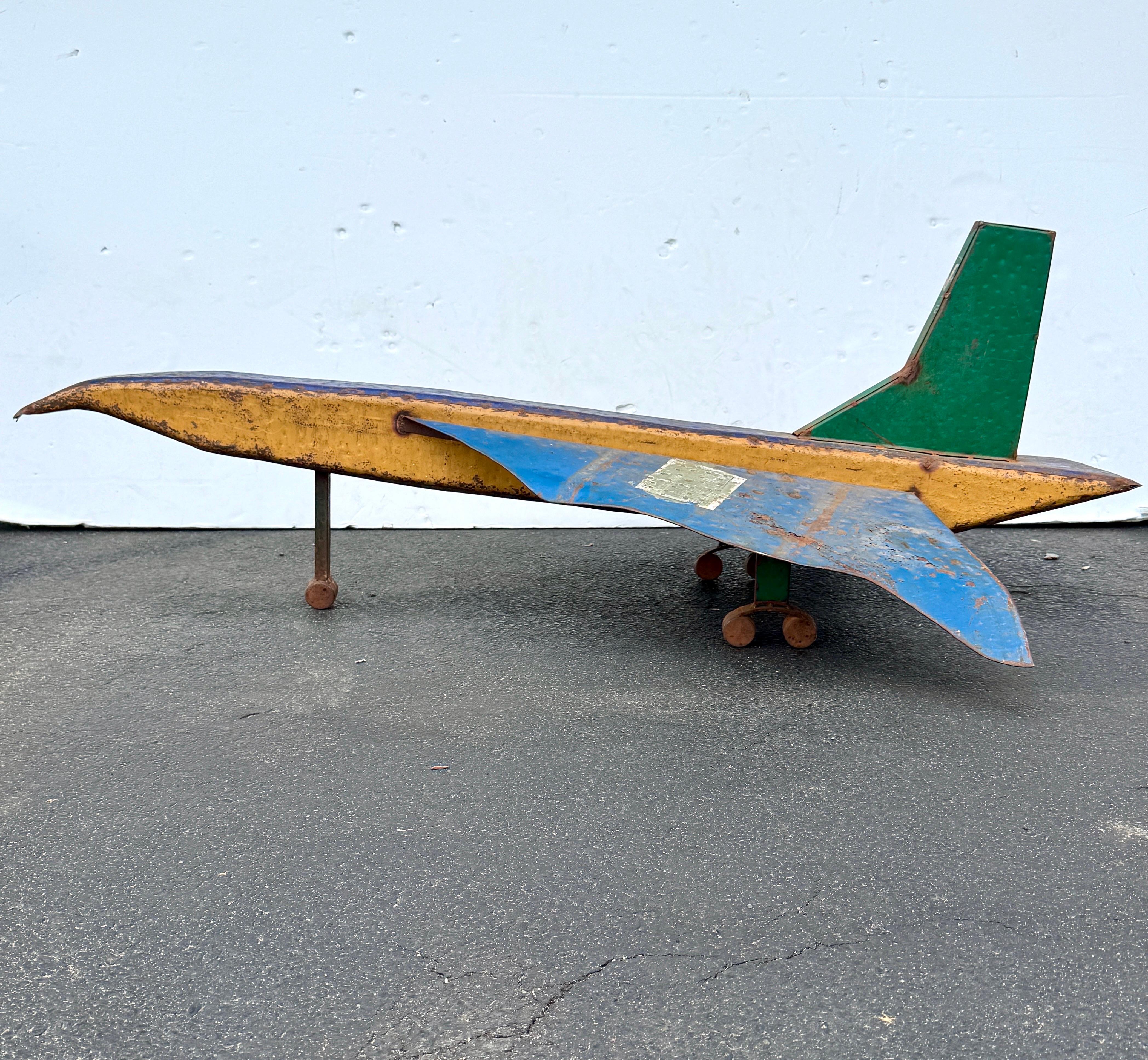 North American Vintage Industrial Art Metal Concorde Airplane Sculpture