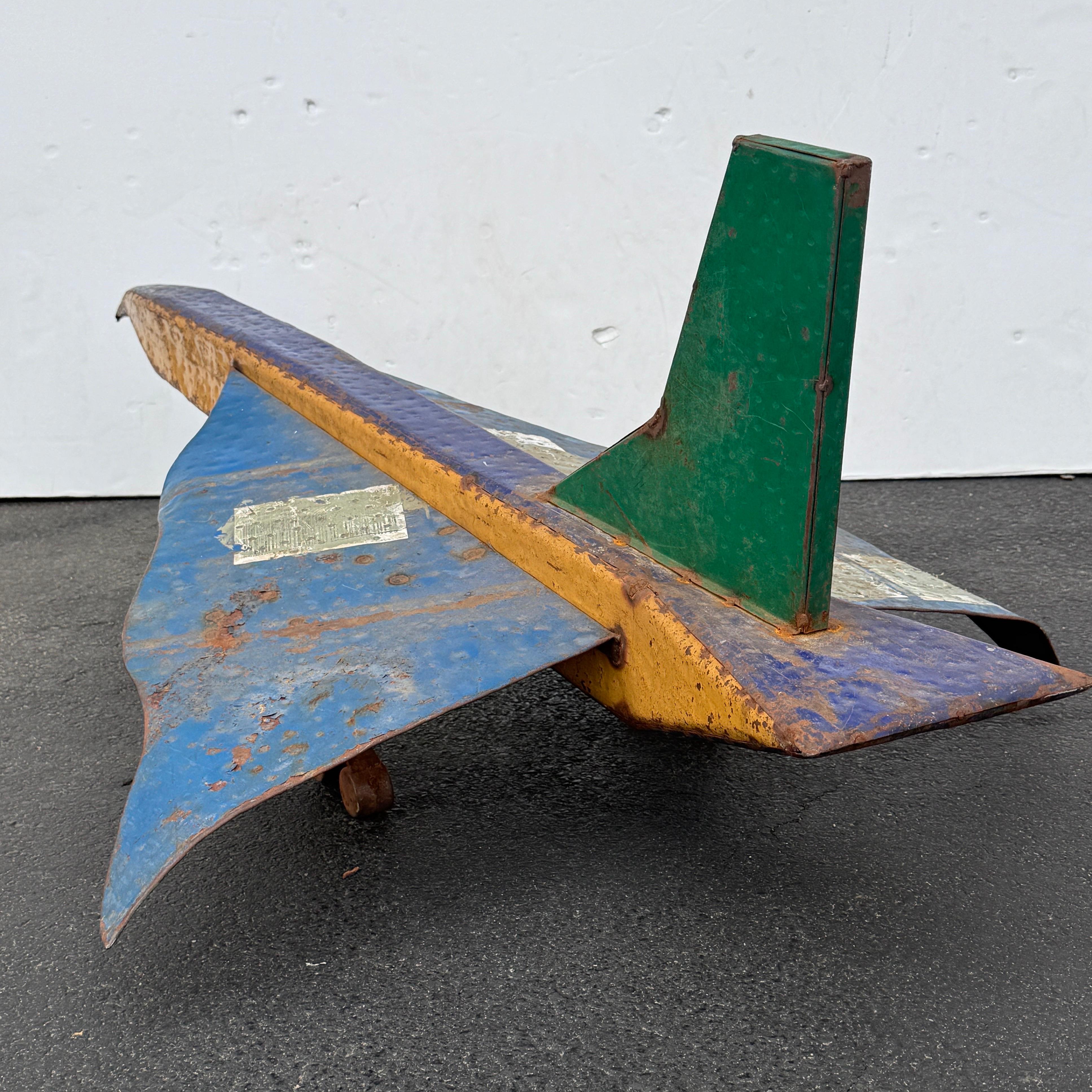 Hand-Crafted Vintage Industrial Art Metal Concorde Airplane Sculpture