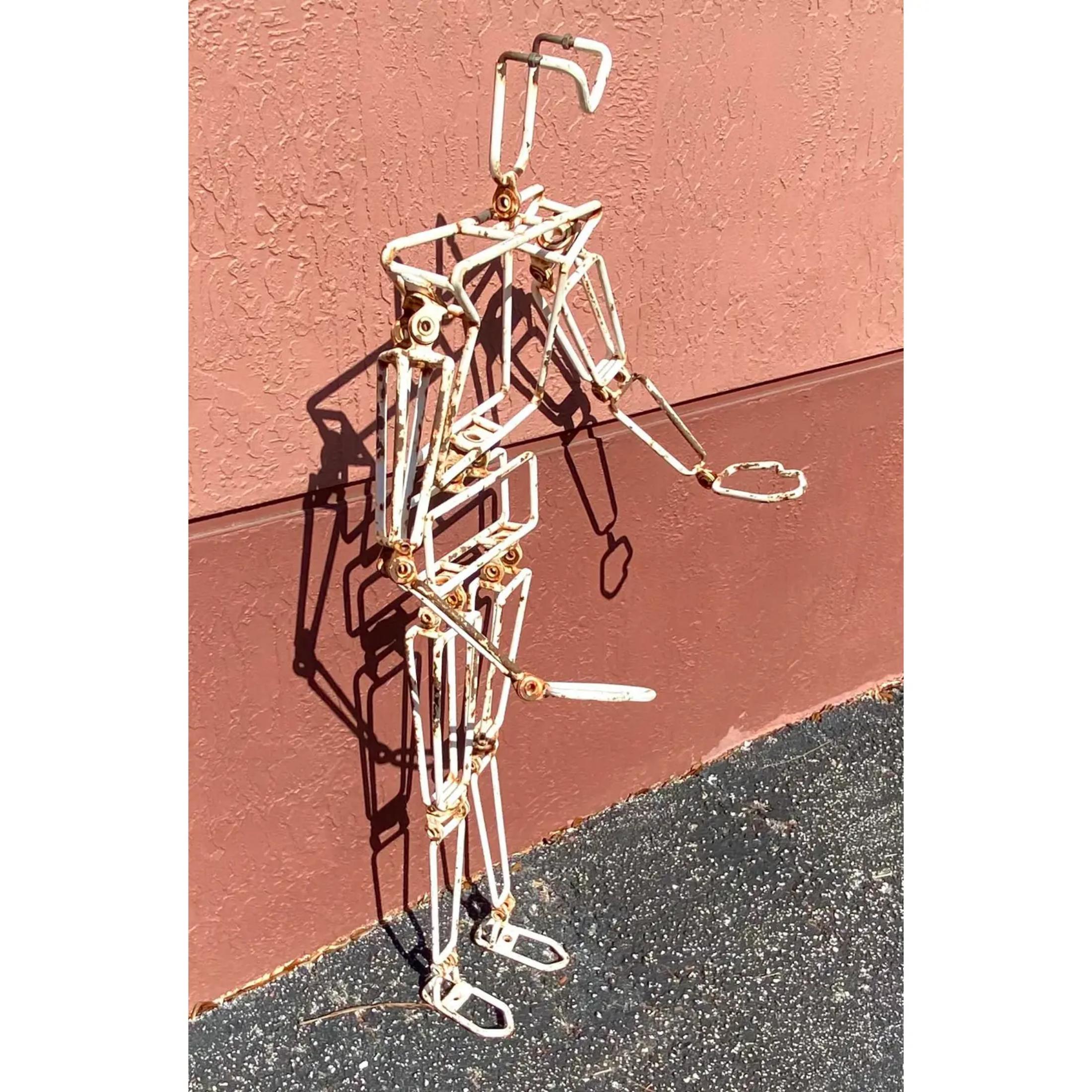 Vintage Industrial Articulated Man Statue In Good Condition For Sale In west palm beach, FL