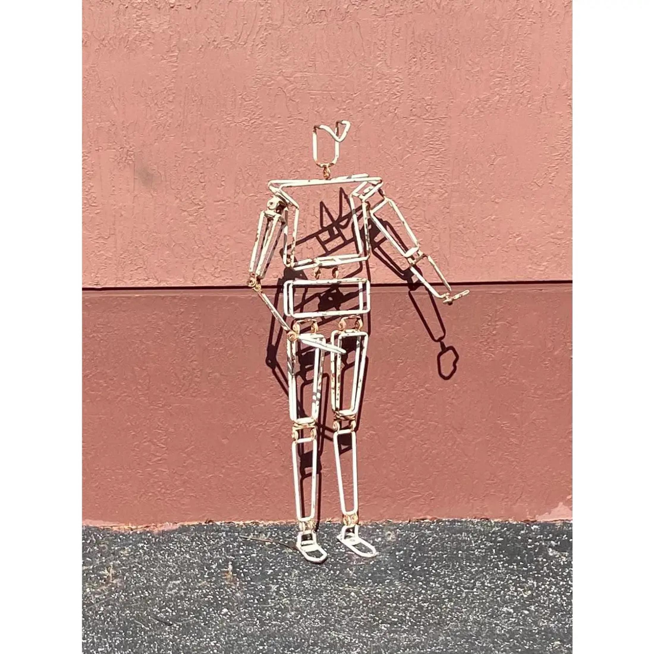 Metal Vintage Industrial Articulated Man Statue For Sale