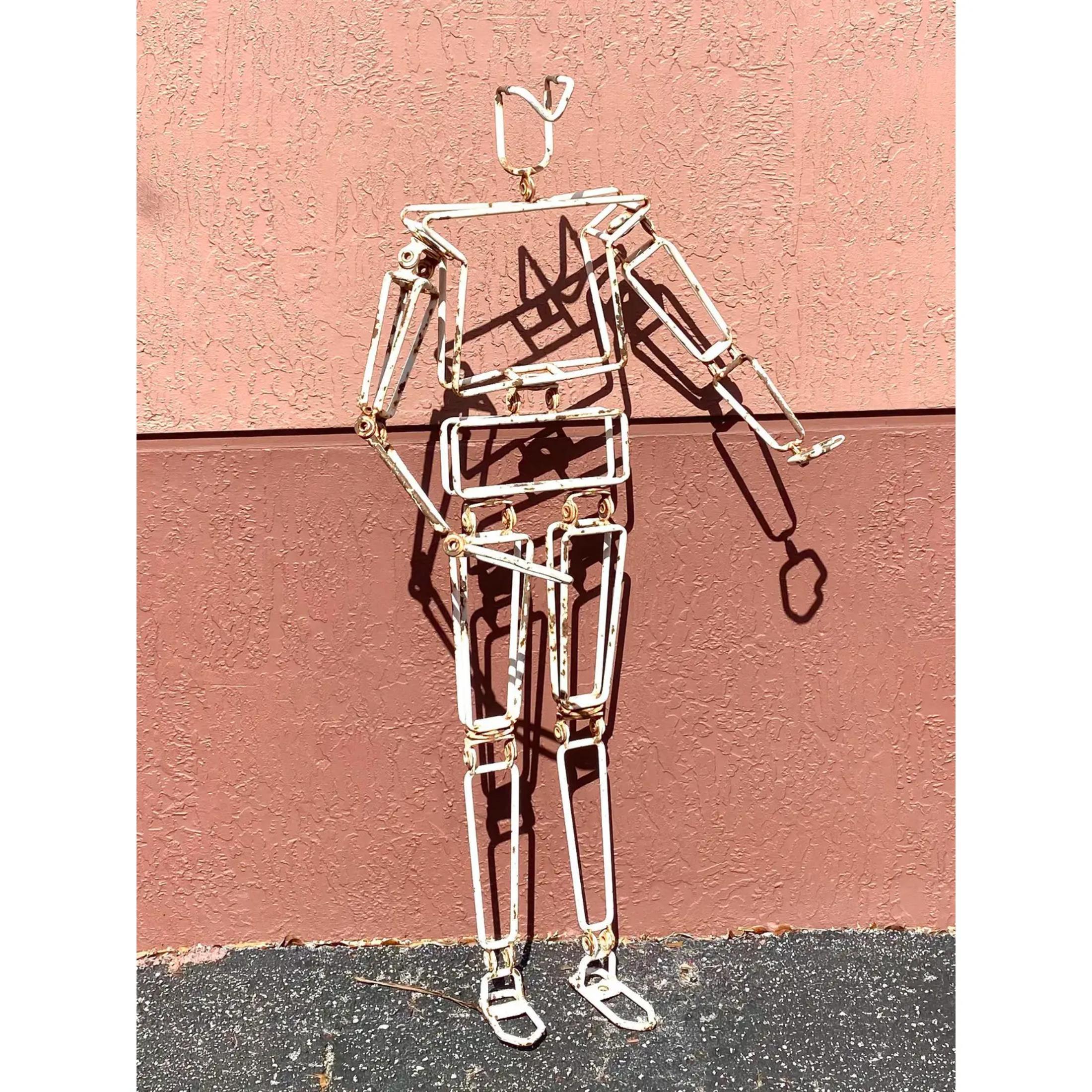 Métal Vintage Industrial Articulated Man Statue en vente