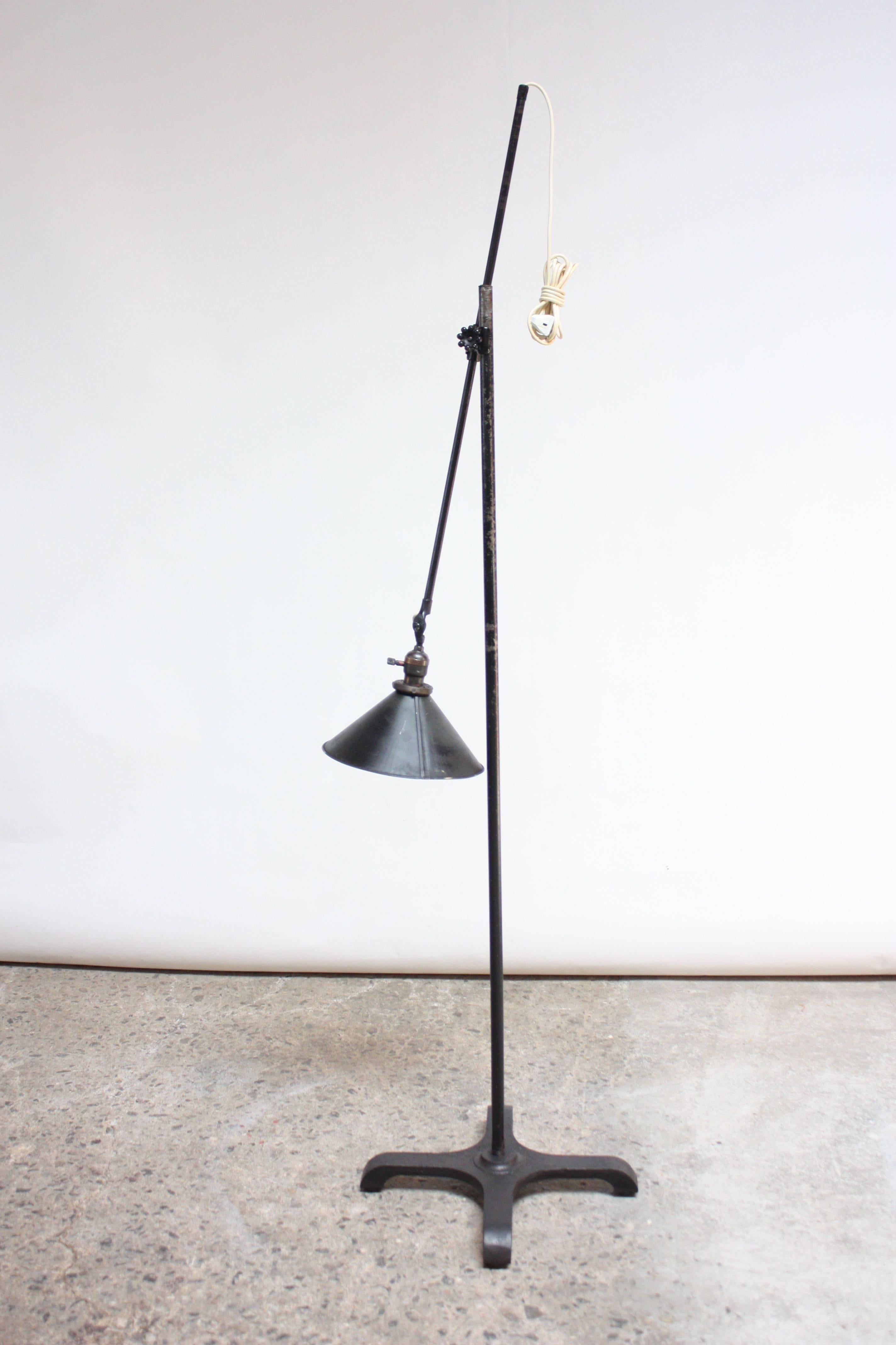 Painted Vintage Industrial Articulating Floor Lamp by O.C. White