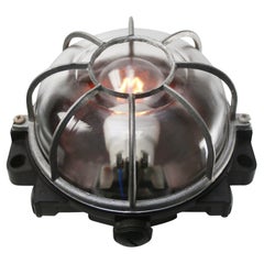 Vintage Industrial Bakelite Clear Glass Scones Wall Lights