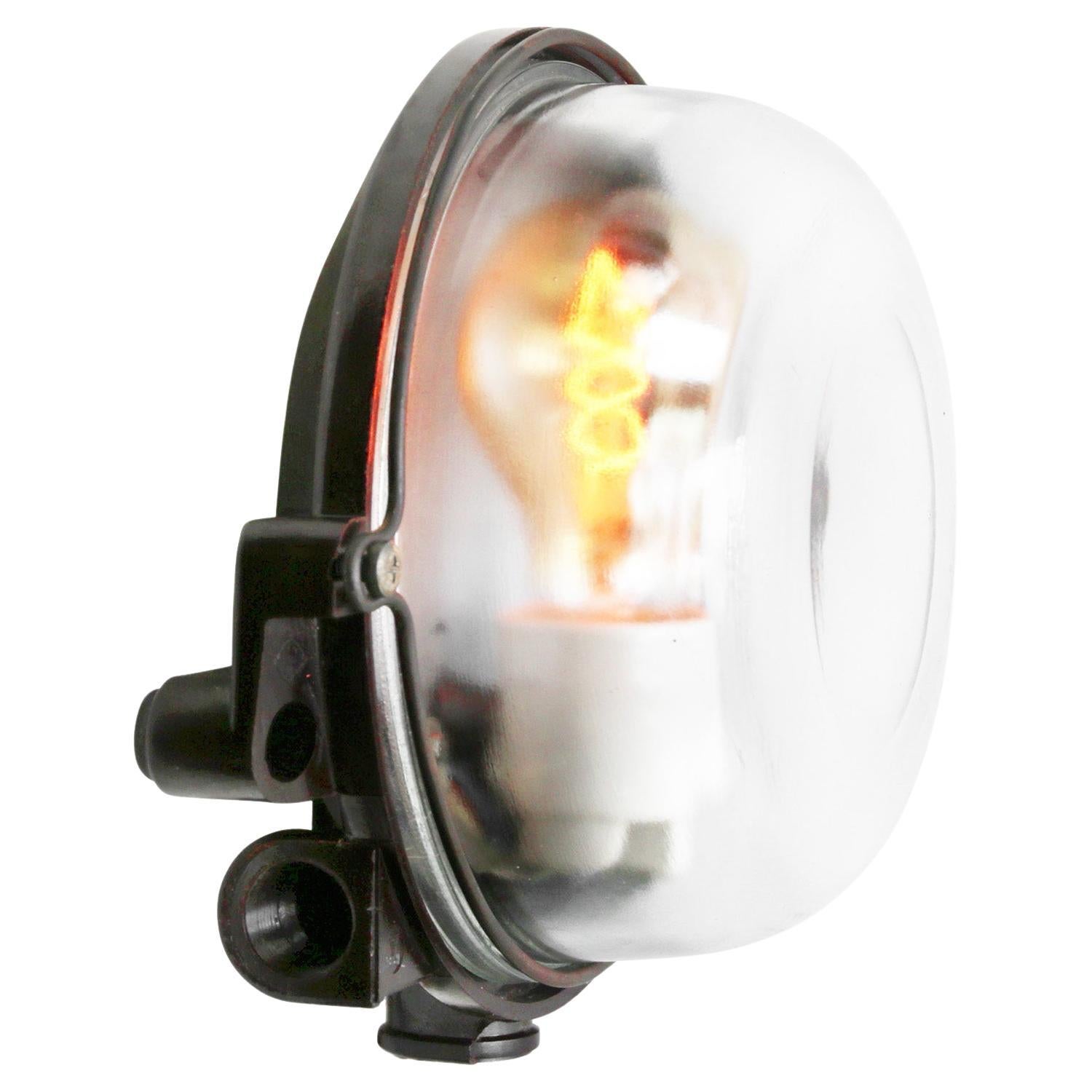 Vintage Industrial Bakelite Clear Glass Wall Sconces Lights